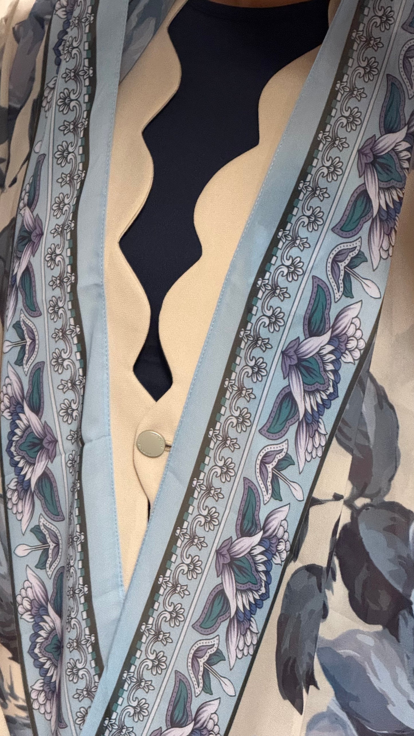 LS184 Beige Blazer A Cut Summer Abaya