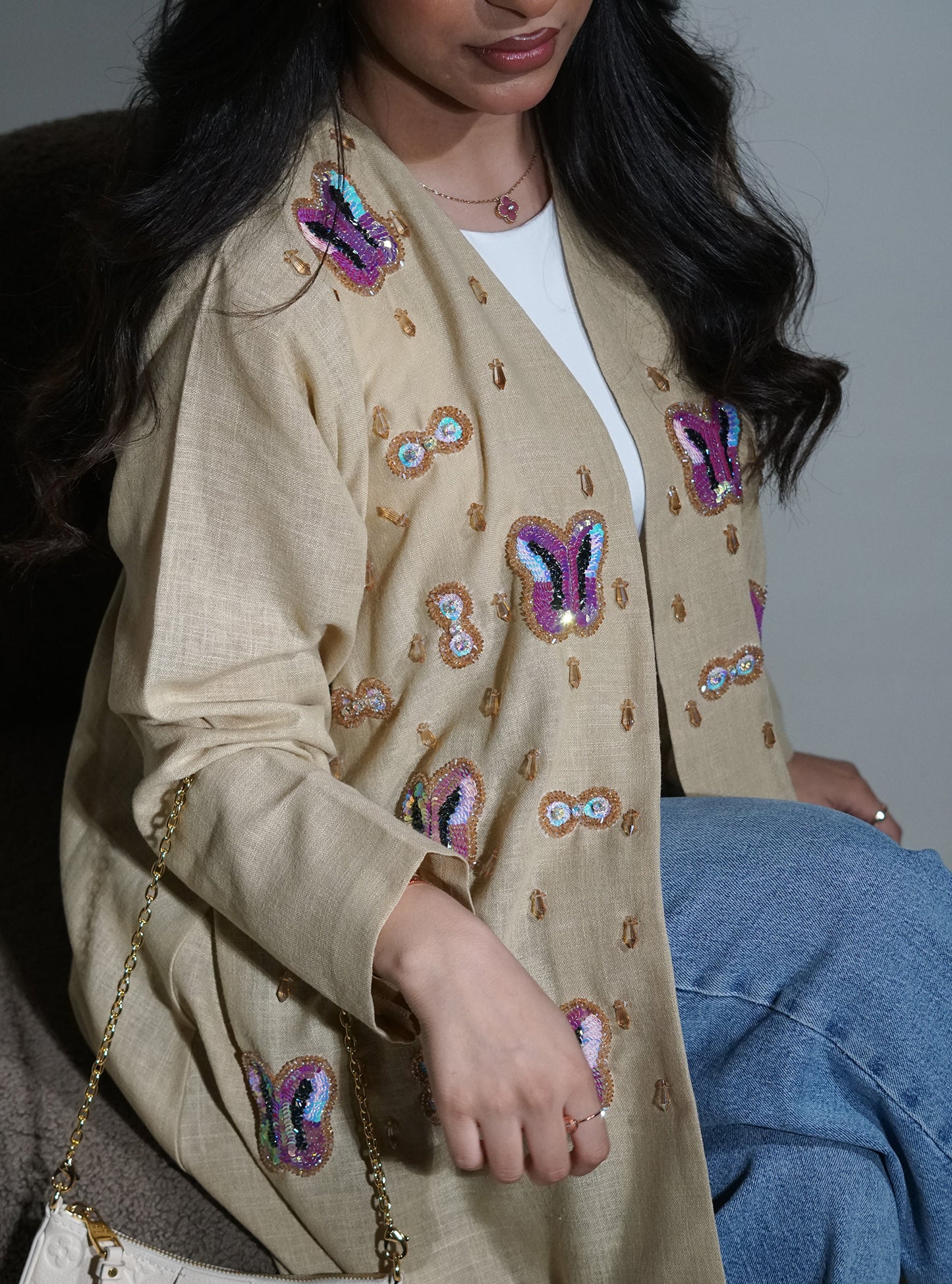 LS125 Beige Acut Modest Abaya