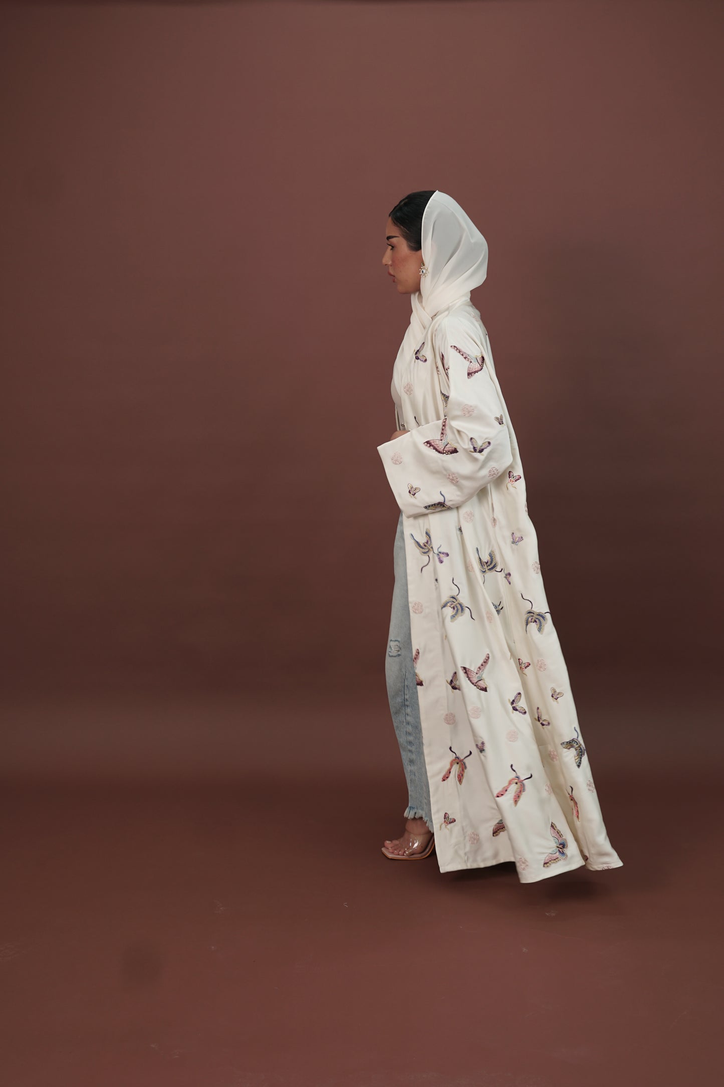 LS176 Off White A Cut modest Abaya