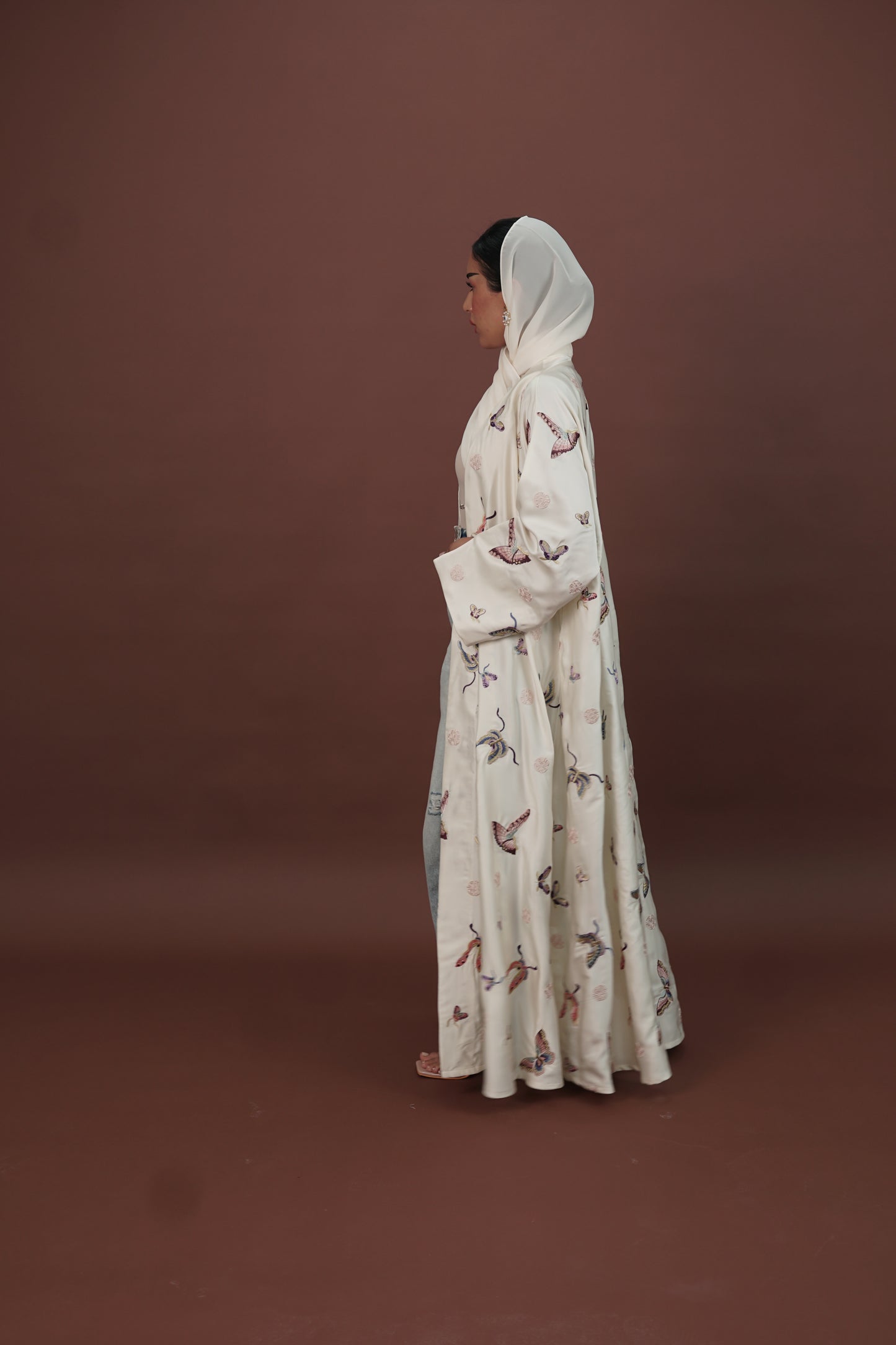 LS176 Off White A Cut modest Abaya