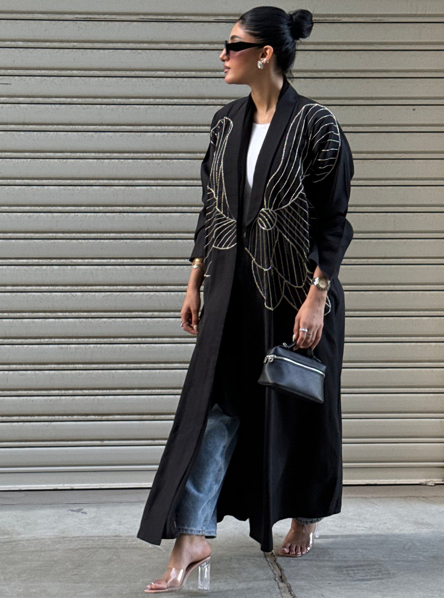 LS161 Black A cut Modest Abaya