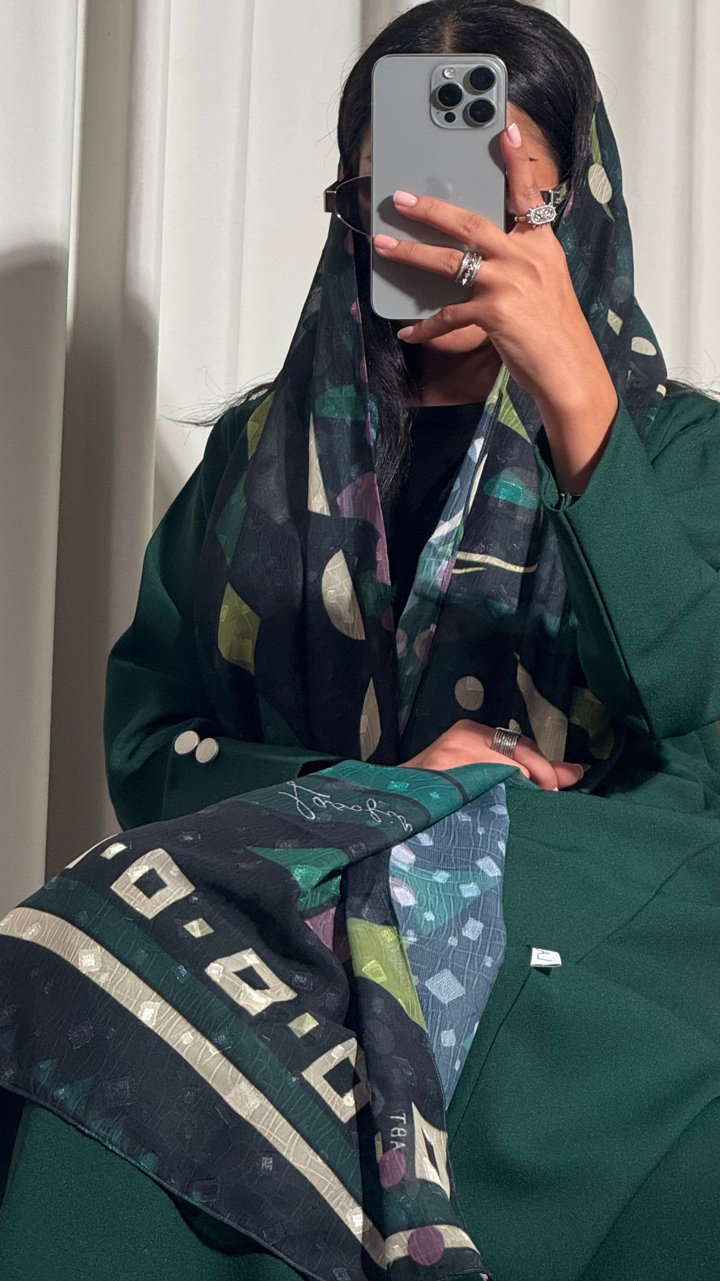 LS187 green Blazer A Cut Summer Abaya