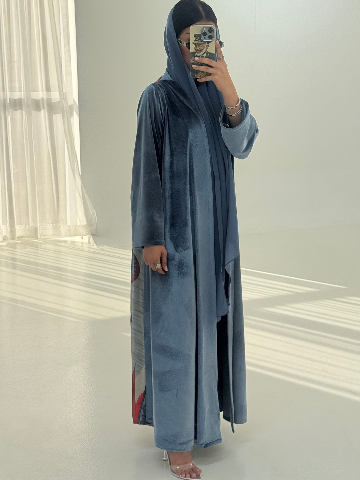 LS200 navy A Cut Summer velvet Abaya (Copy) (Copy)