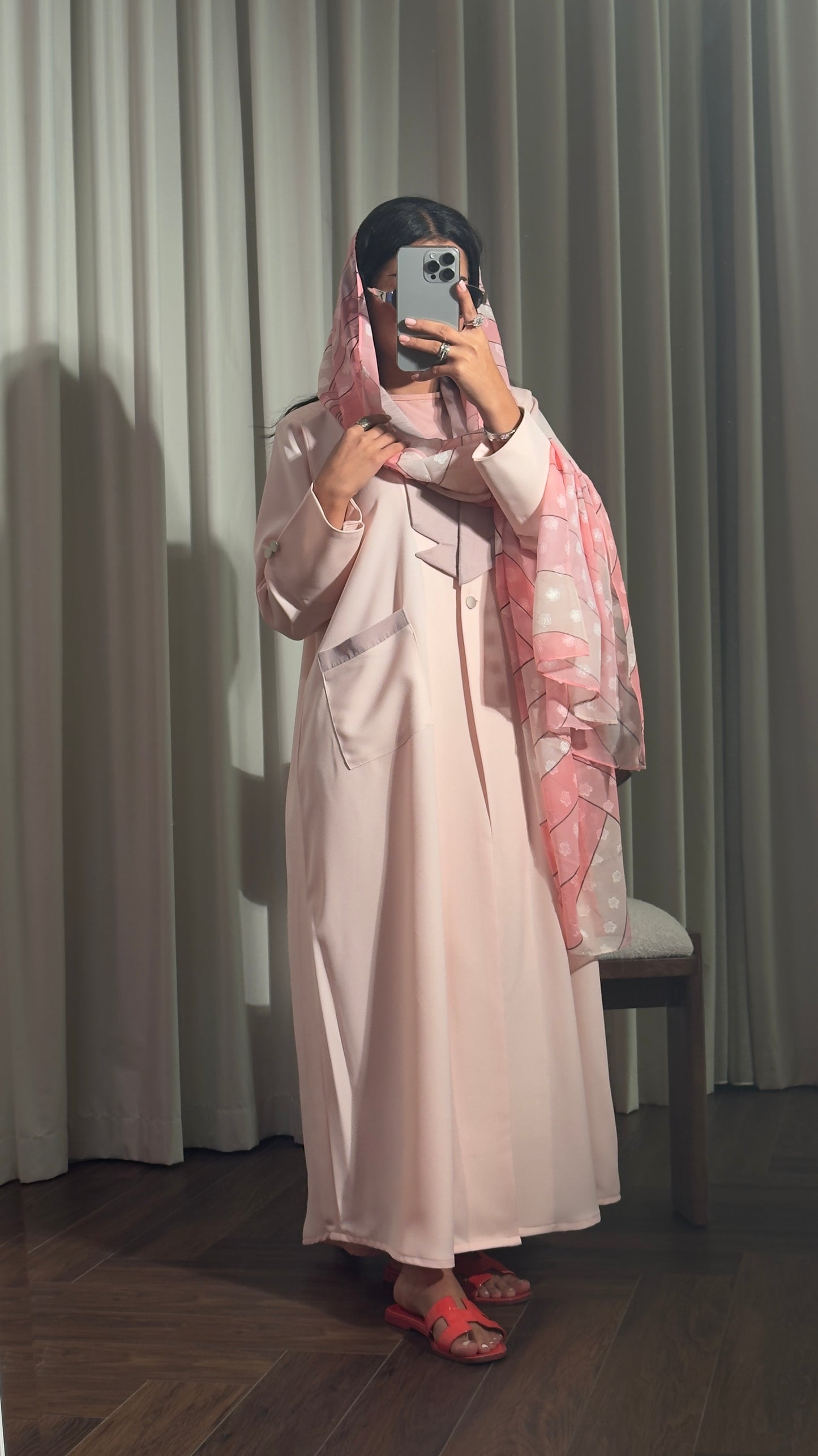 LS186 Pink Blazer A Cut Summer Abaya