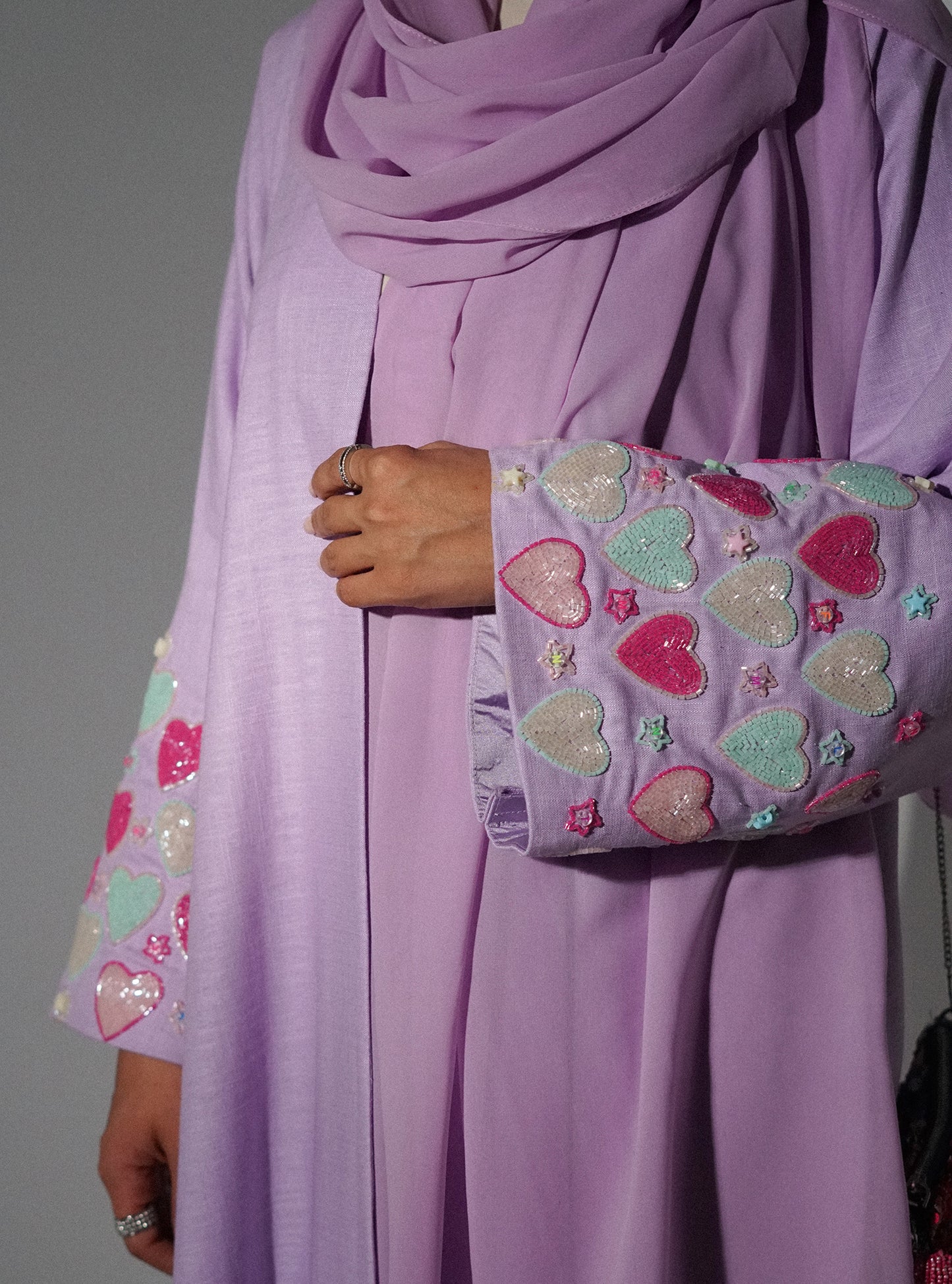 LS146 Light Purple Acut Modest Abaya