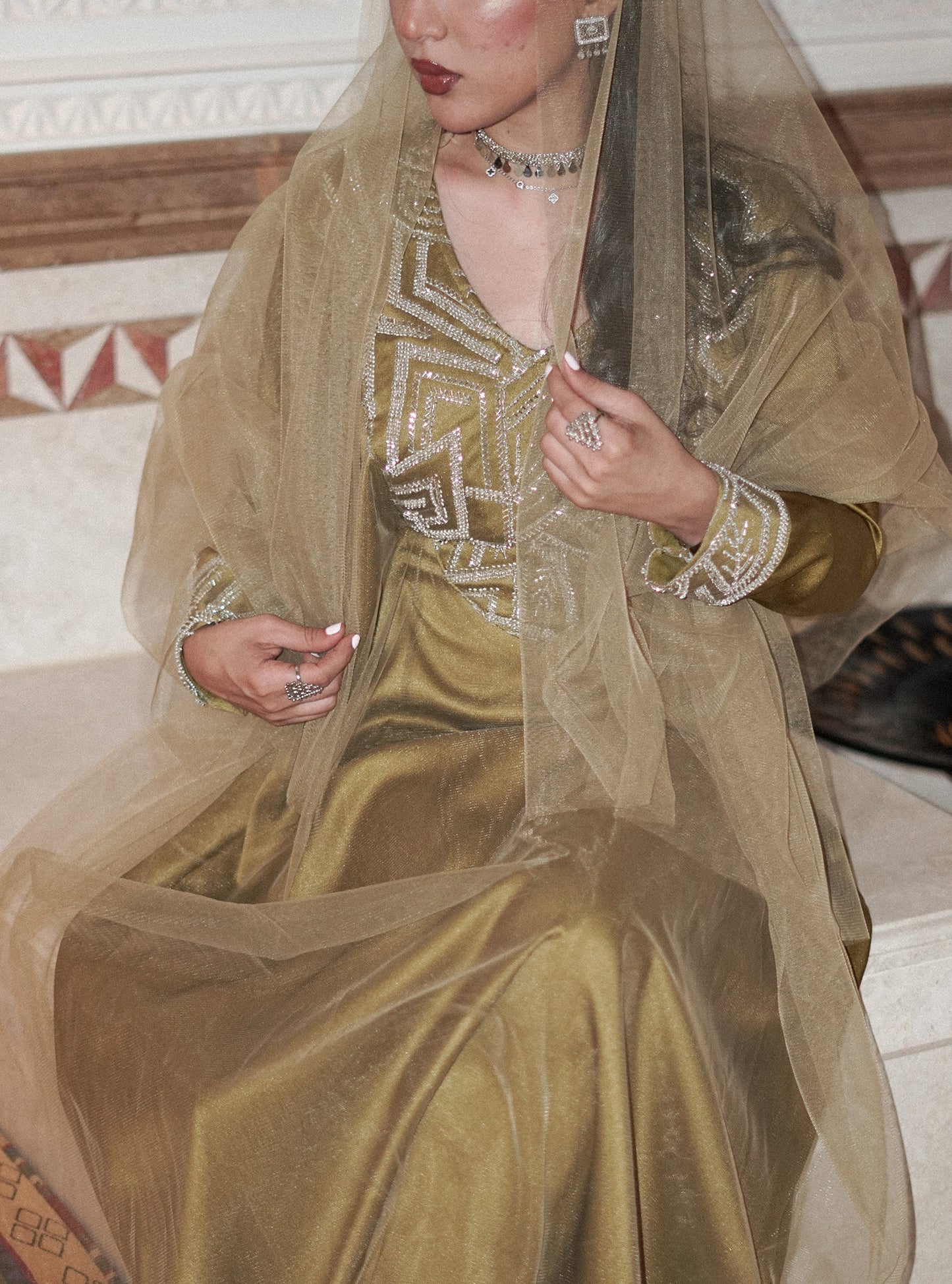 LS178 Tumeric Half Bisht Modest Dress