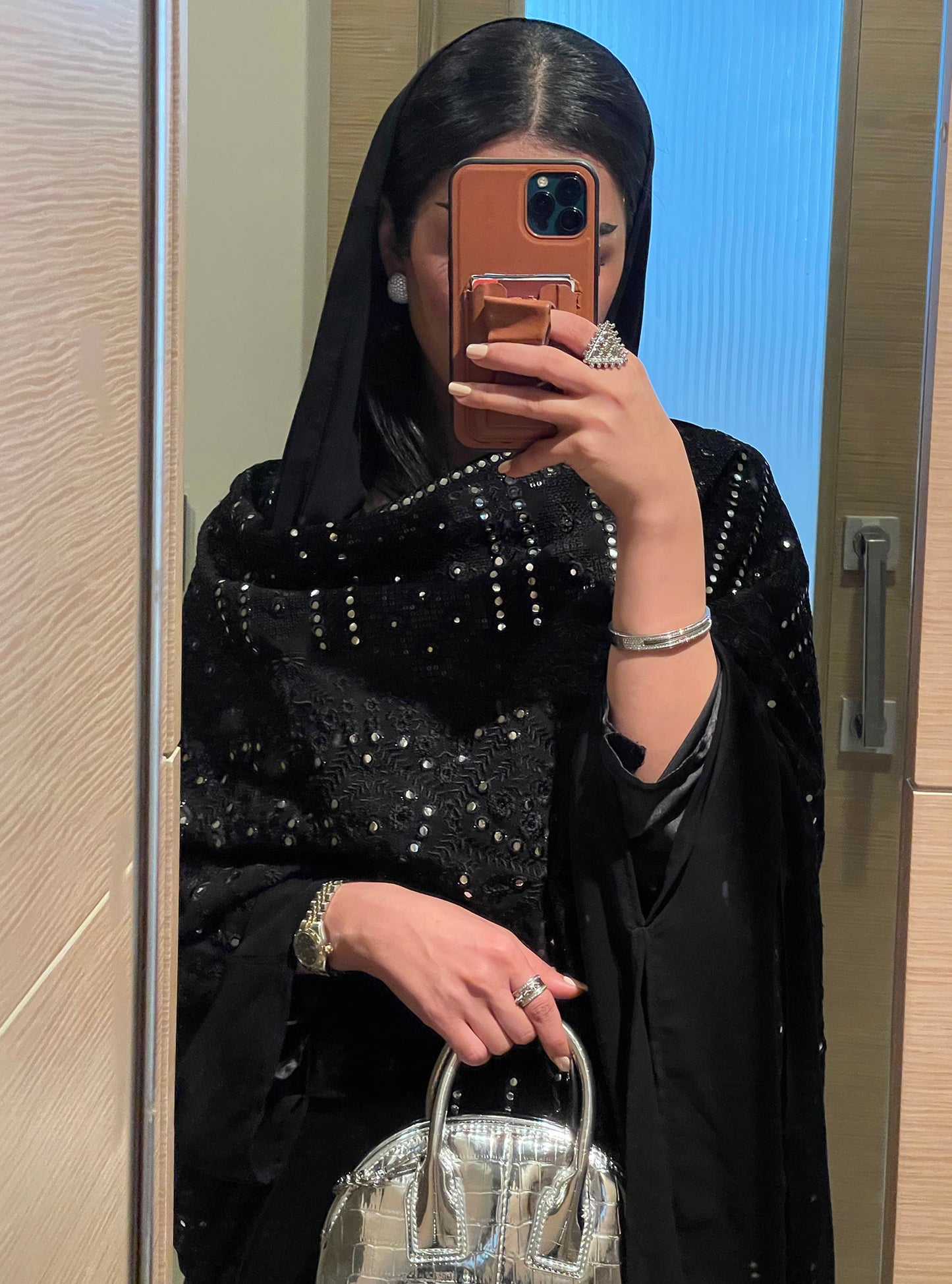 LS135 Black Bisht Evening Wear