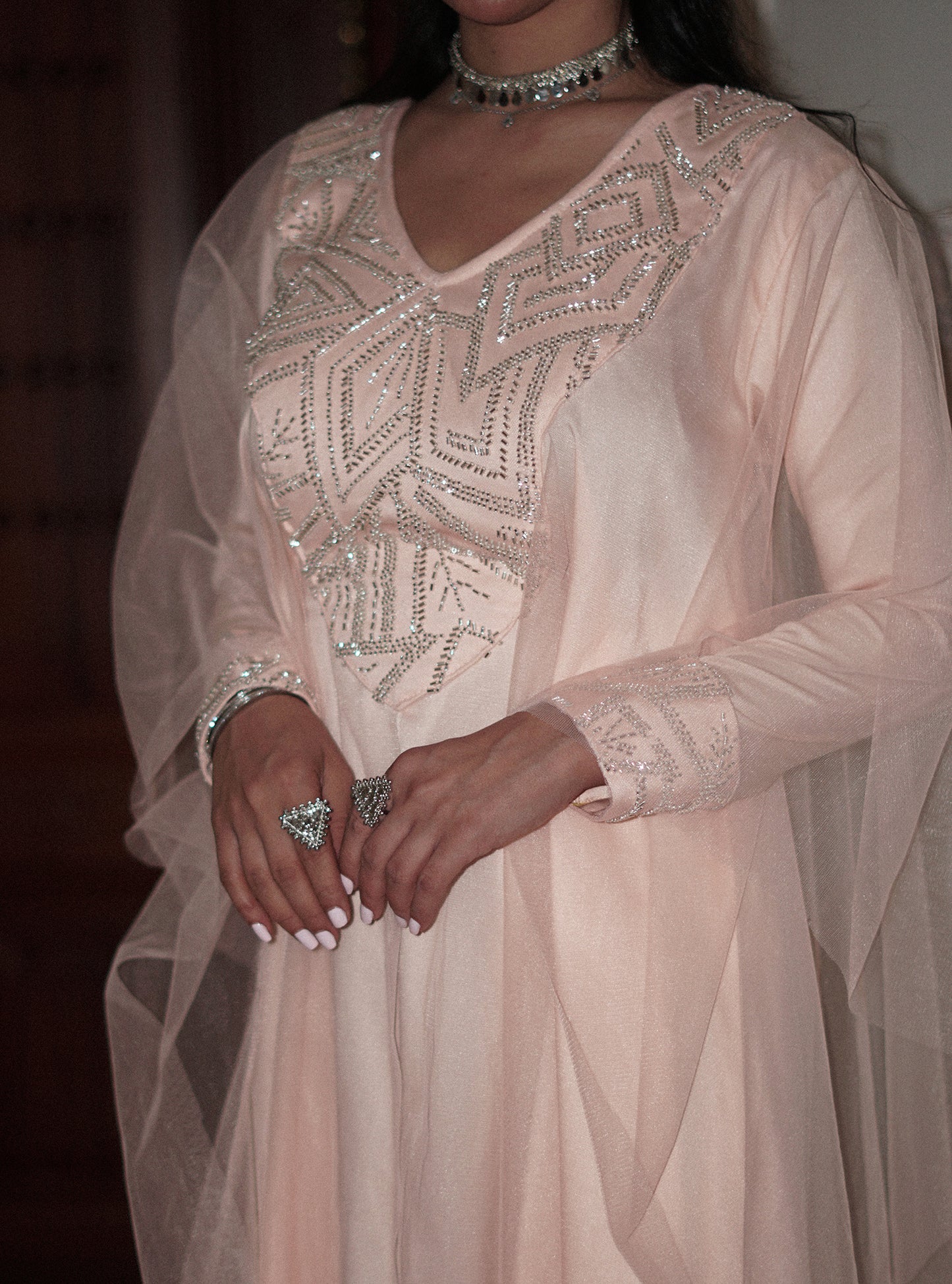 LS179 Peach Acut Modest Dress