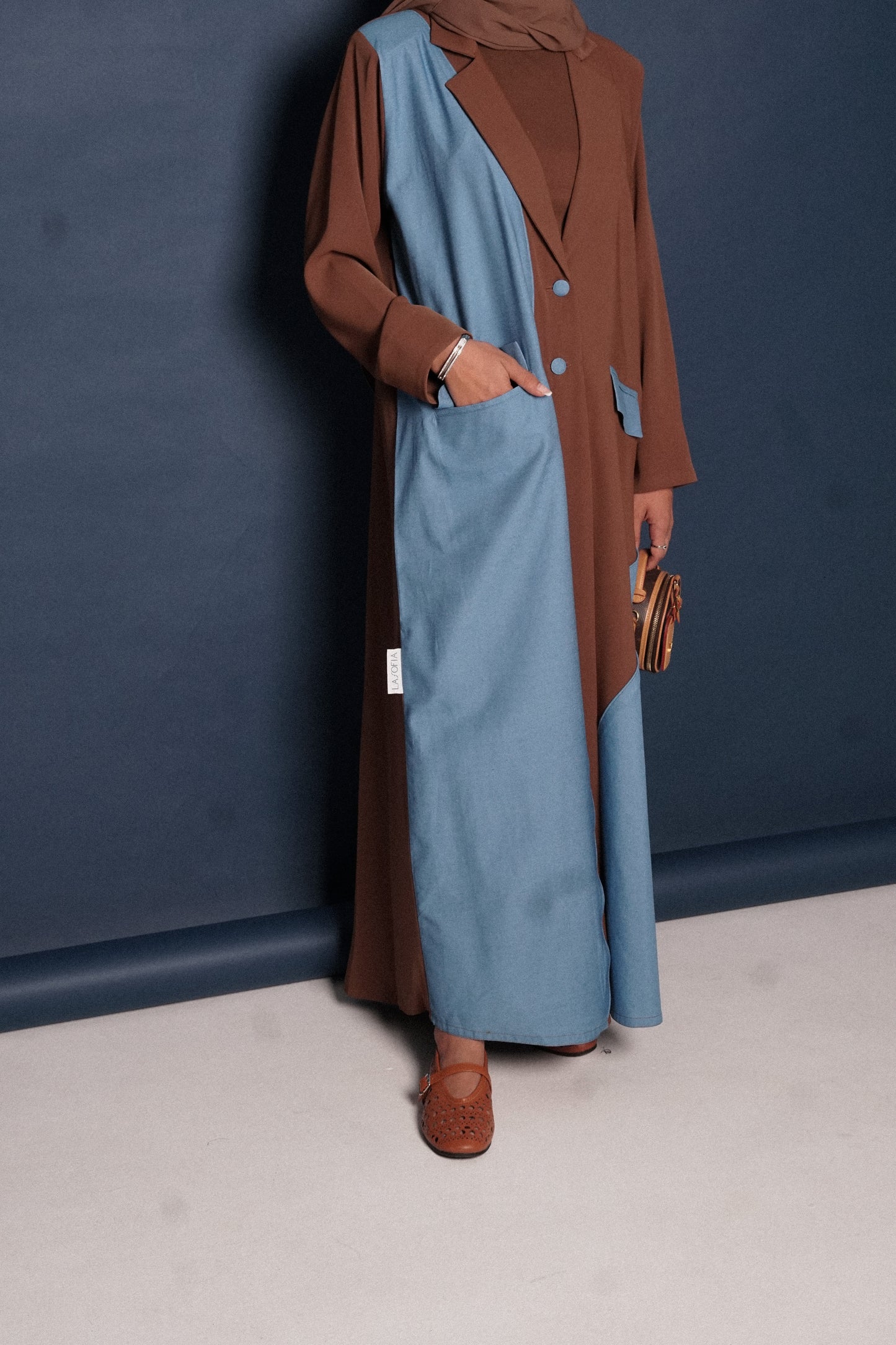 LS178 Brown A Cut Blazer modest  Abaya