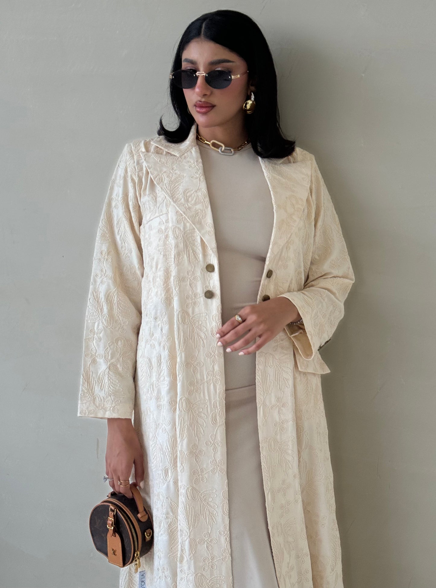 LS173 Beige Acut Modest Abaya