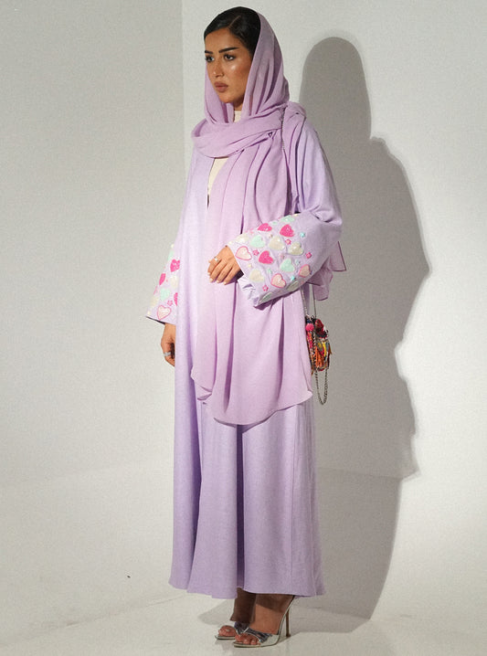 LS146 Light Purple Acut Modest Abaya