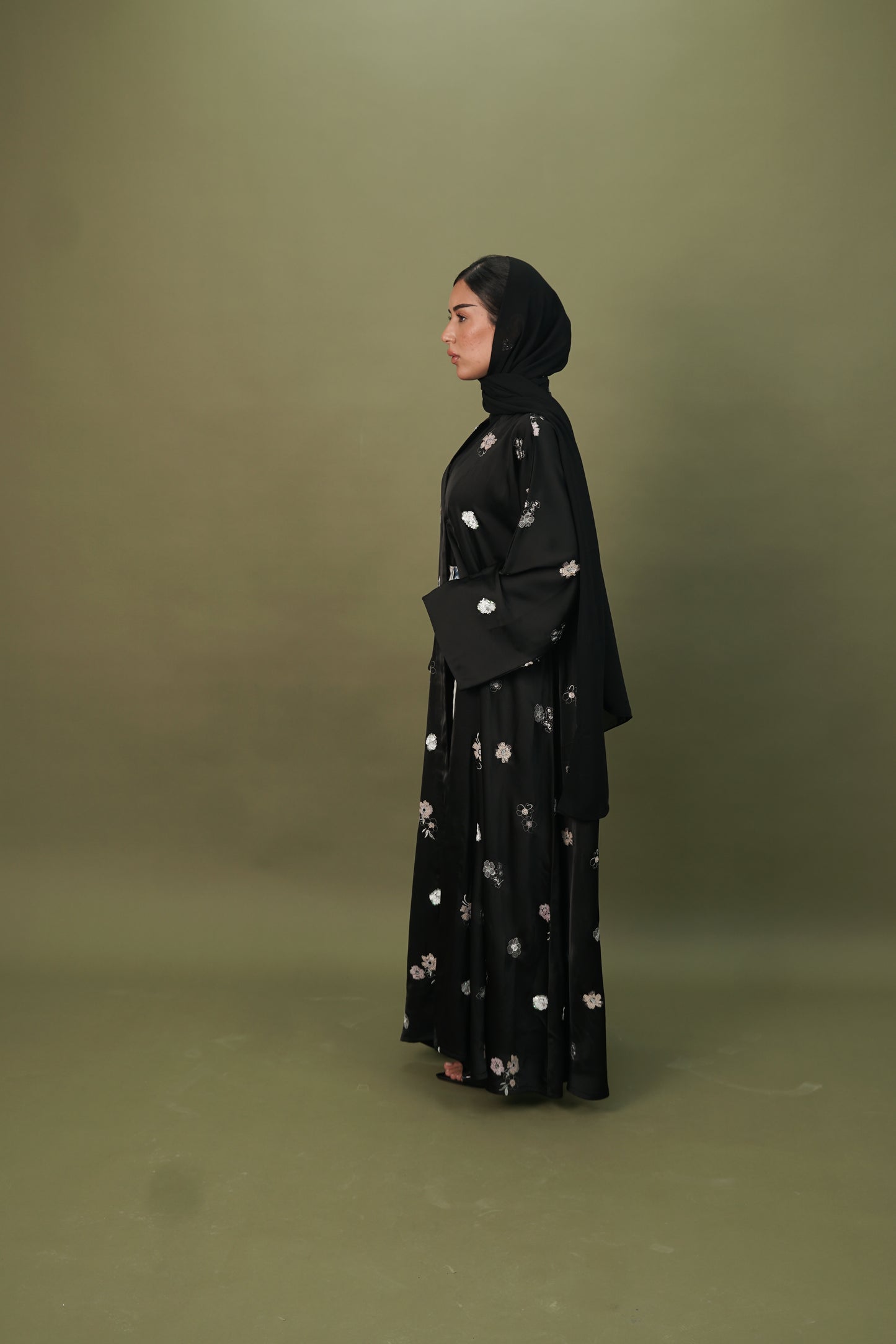 LS174 Black A Cut modest  Abaya