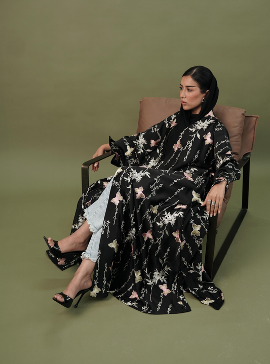 LS175 Black A Cut modest  Abaya