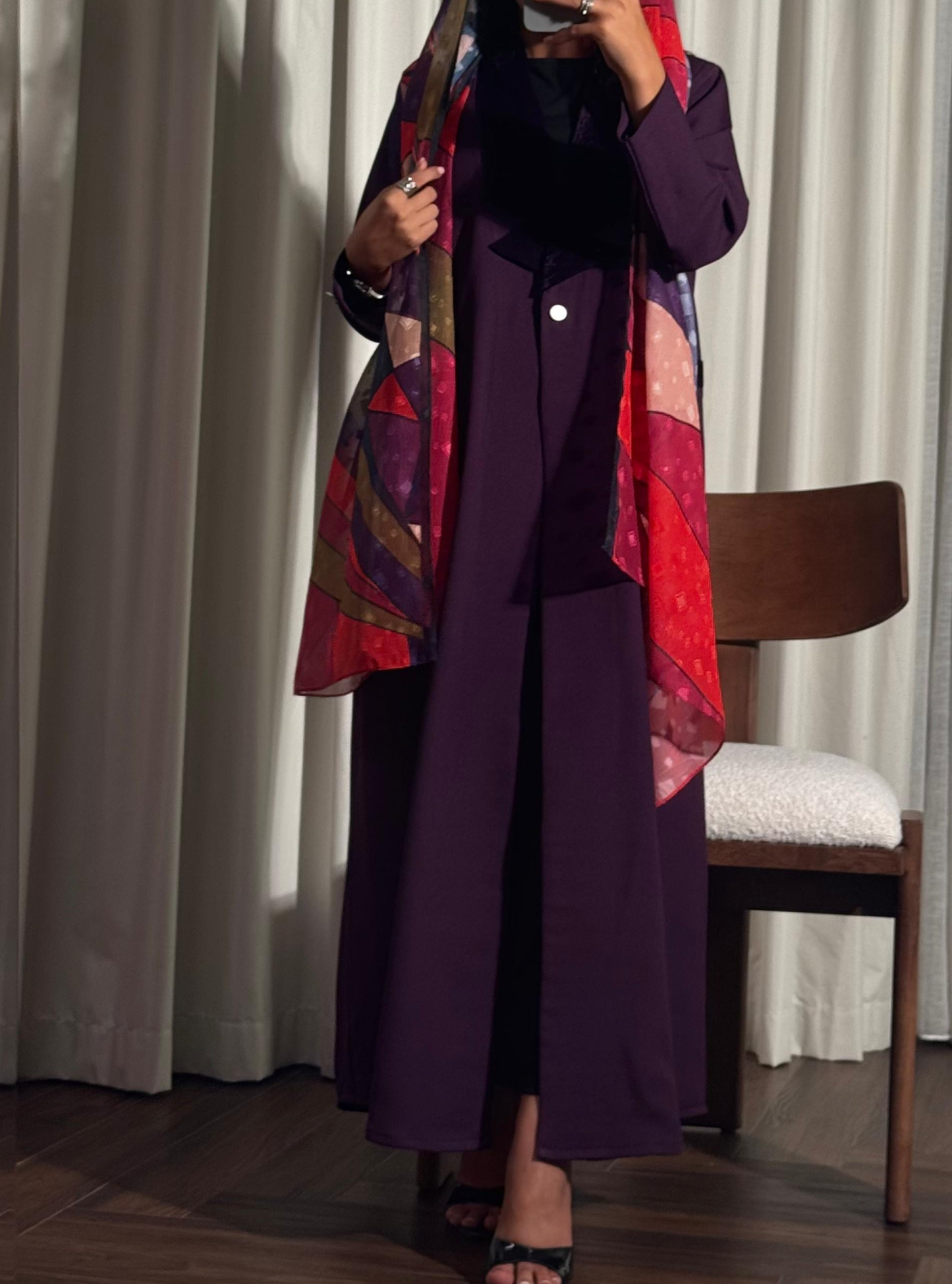 LS188 Purple Blazer A Cut Summer  Abaya