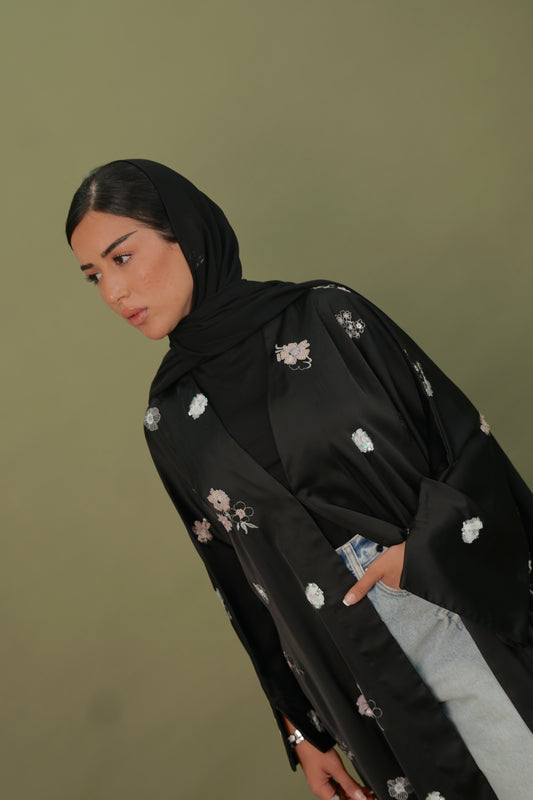 LS174 Black A Cut modest  Abaya