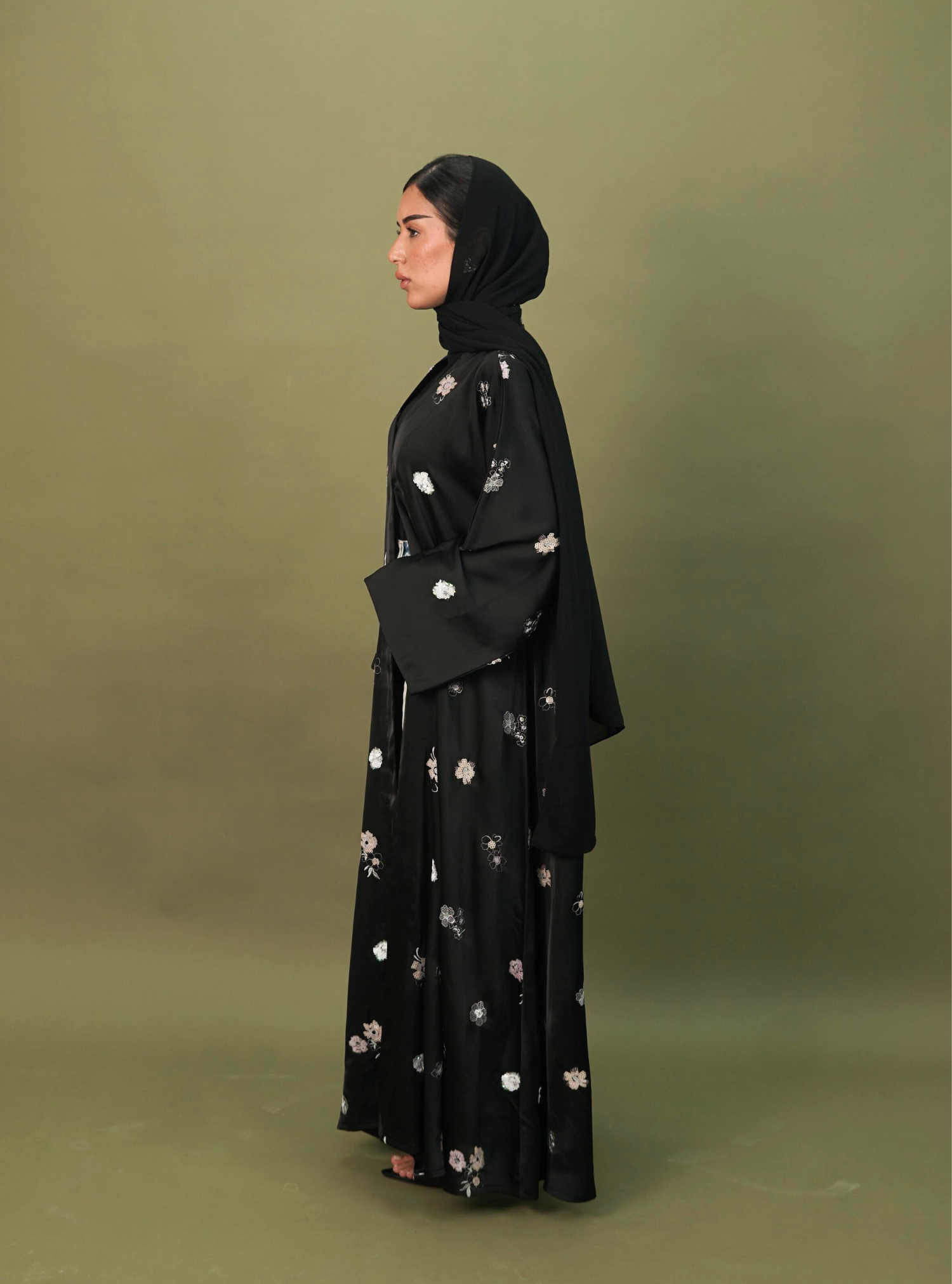LS174 Black A Cut modest  Abaya