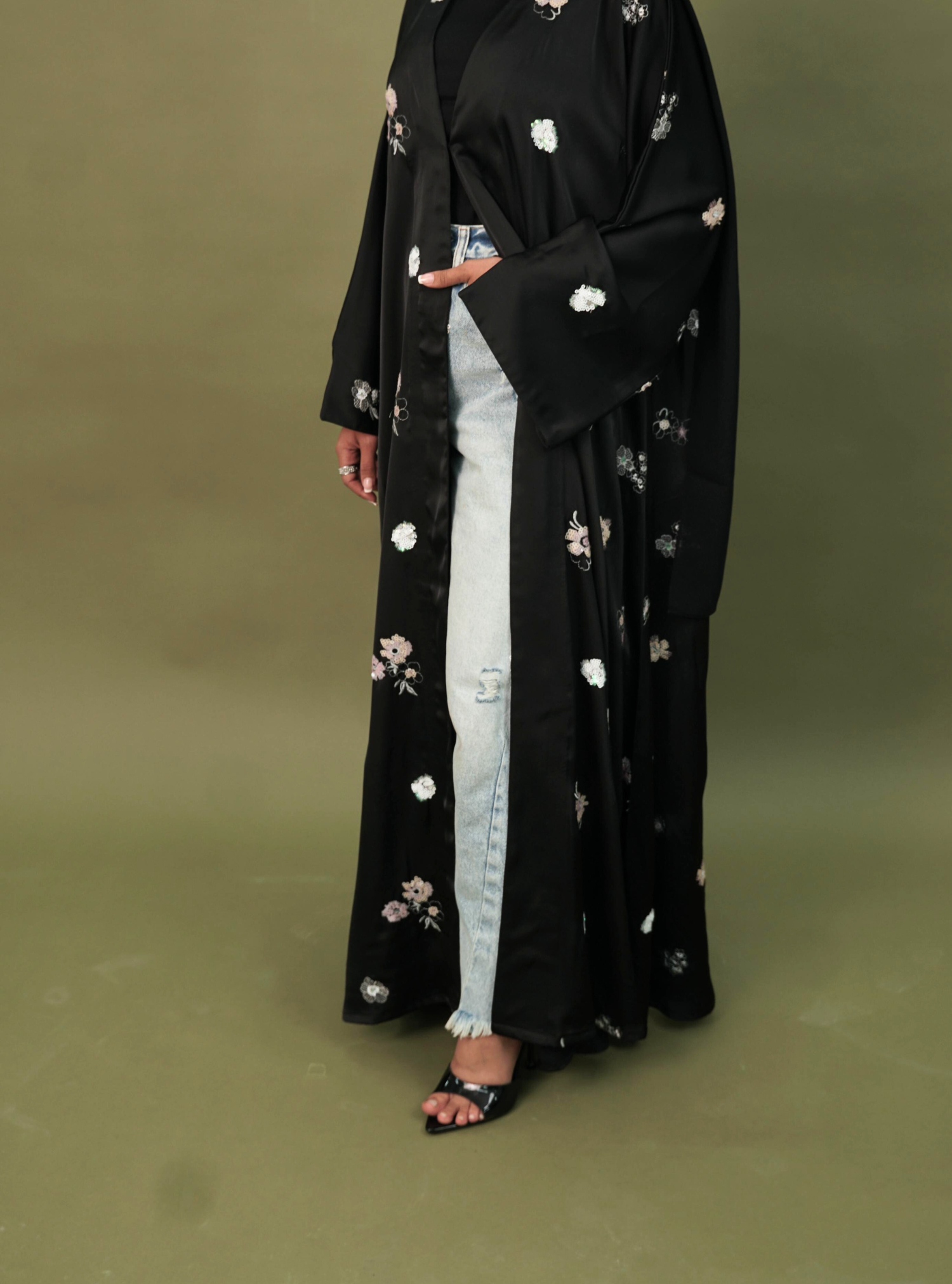 LS174 Black A Cut modest  Abaya