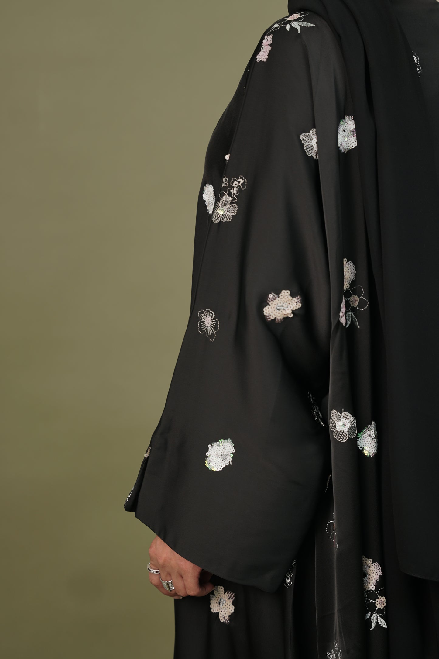 LS174 Black A Cut modest  Abaya