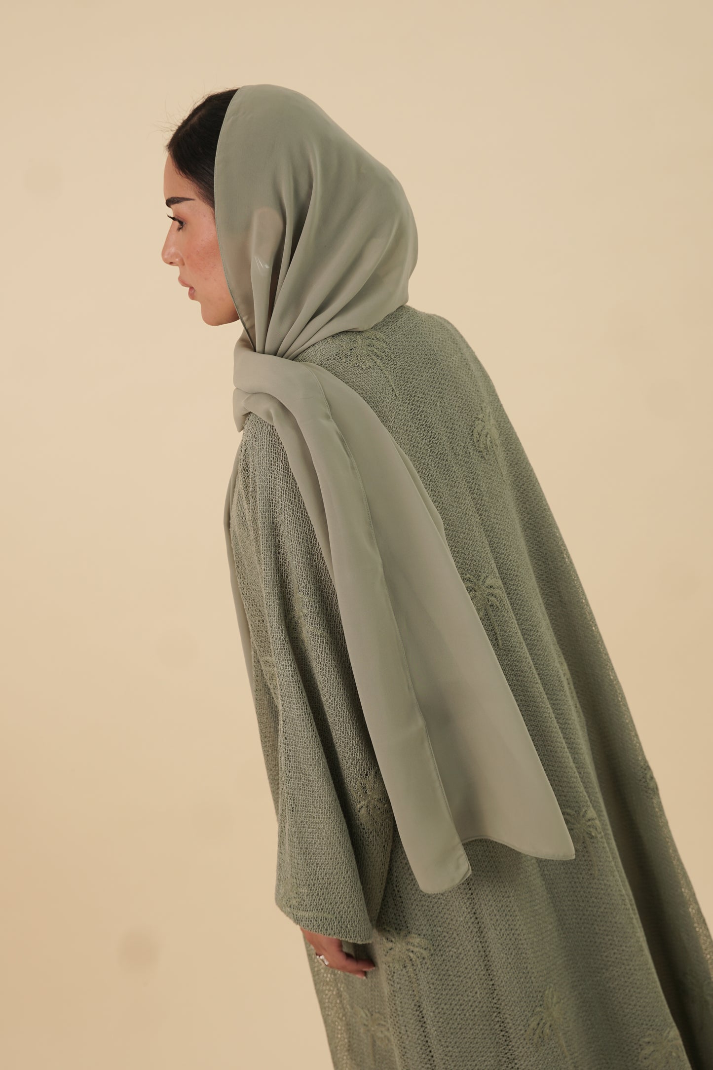 LS172 Green   A Cut Summer Abaya