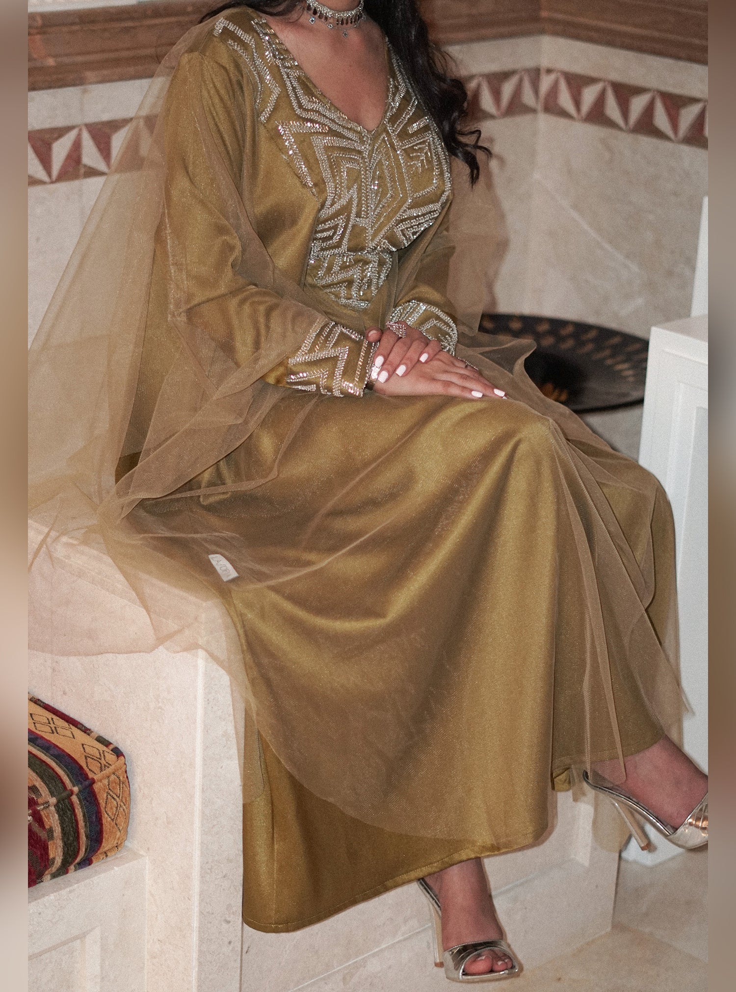 LS178 Tumeric Half Bisht Modest Dress