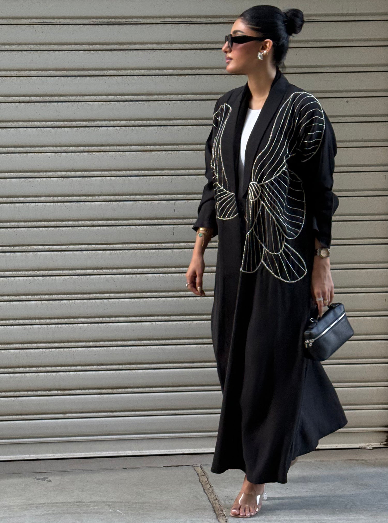 LS161 Black A cut Modest Abaya