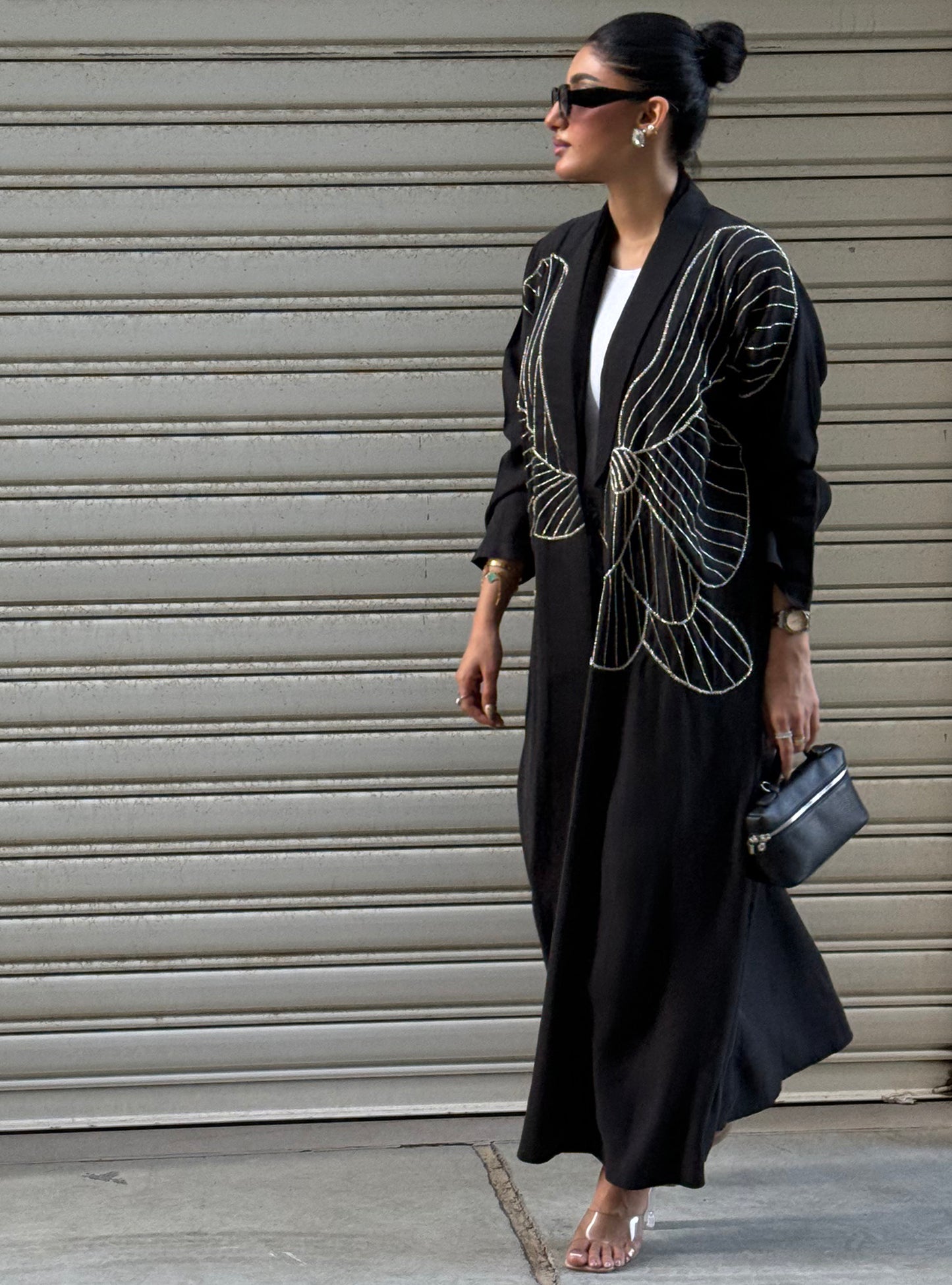 LS161 Black A cut Modest Abaya