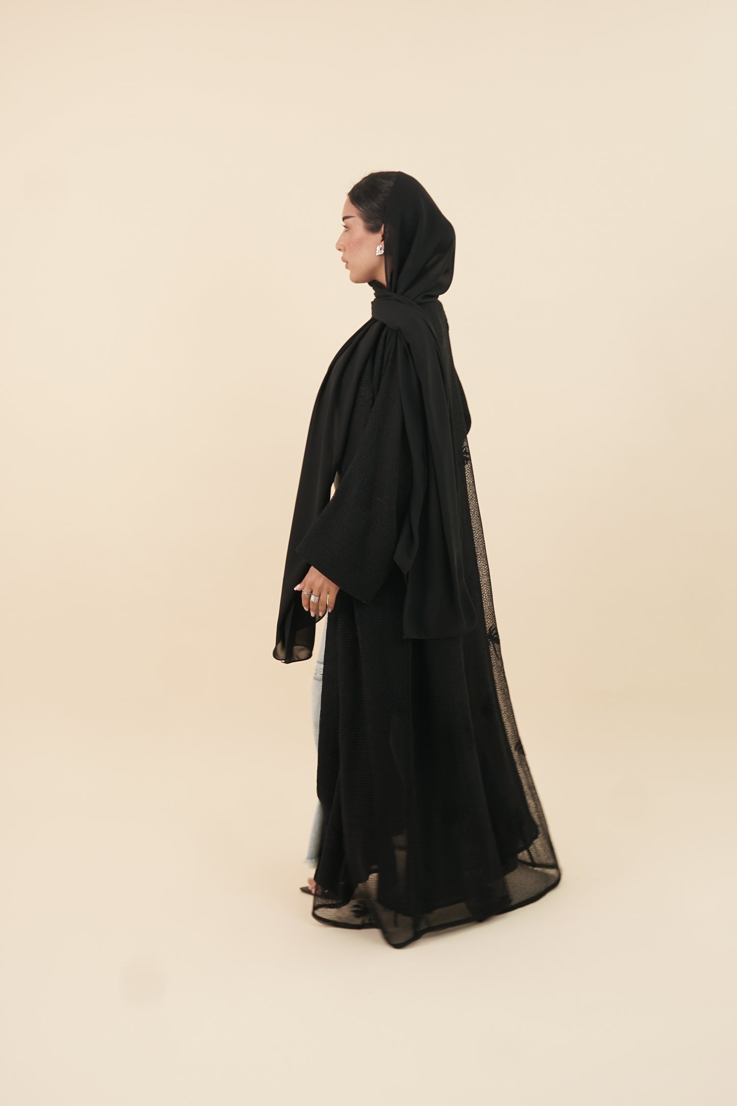 LS173 Black A Cut Summer Abaya
