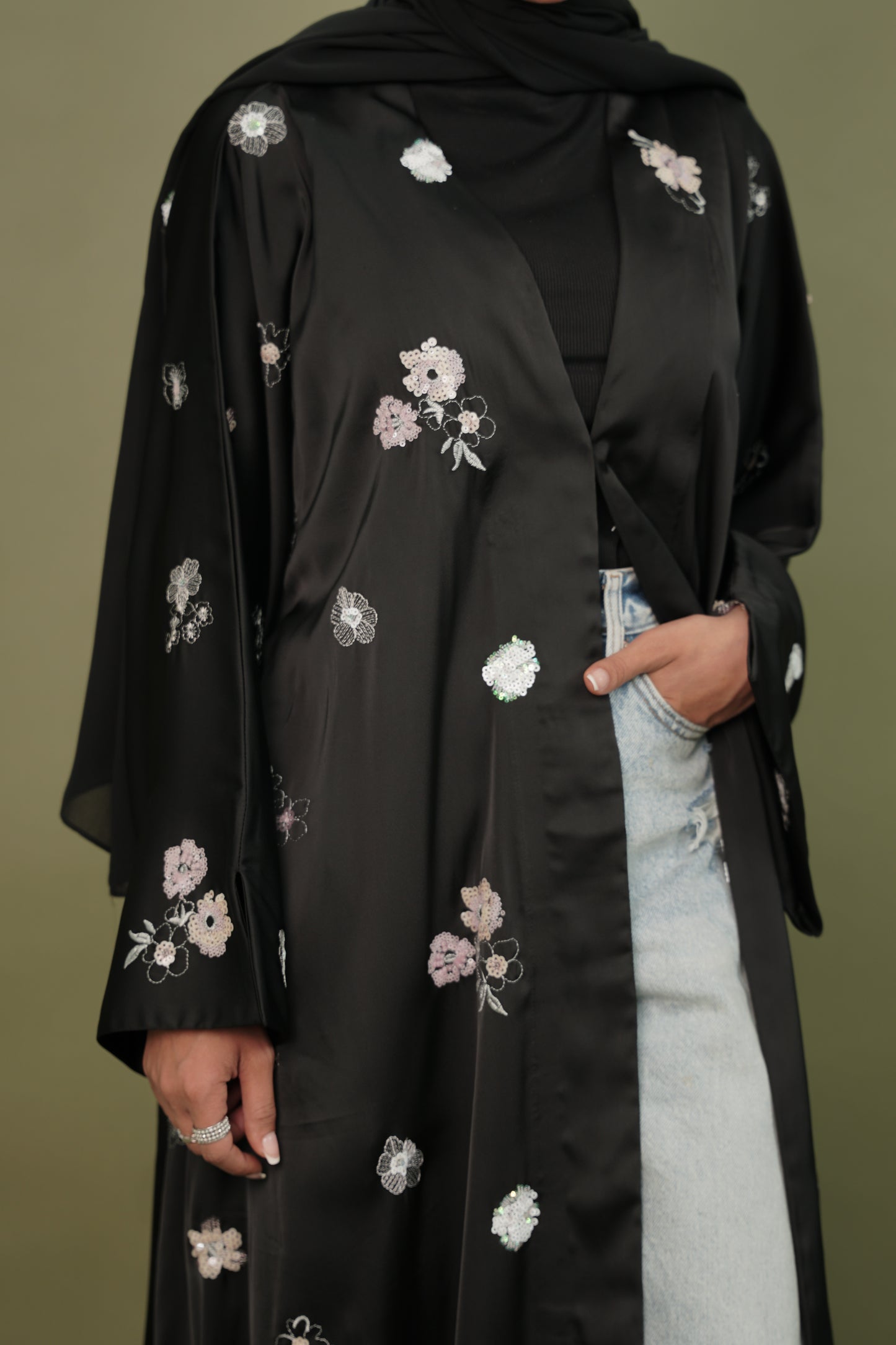LS174 Black A Cut modest  Abaya