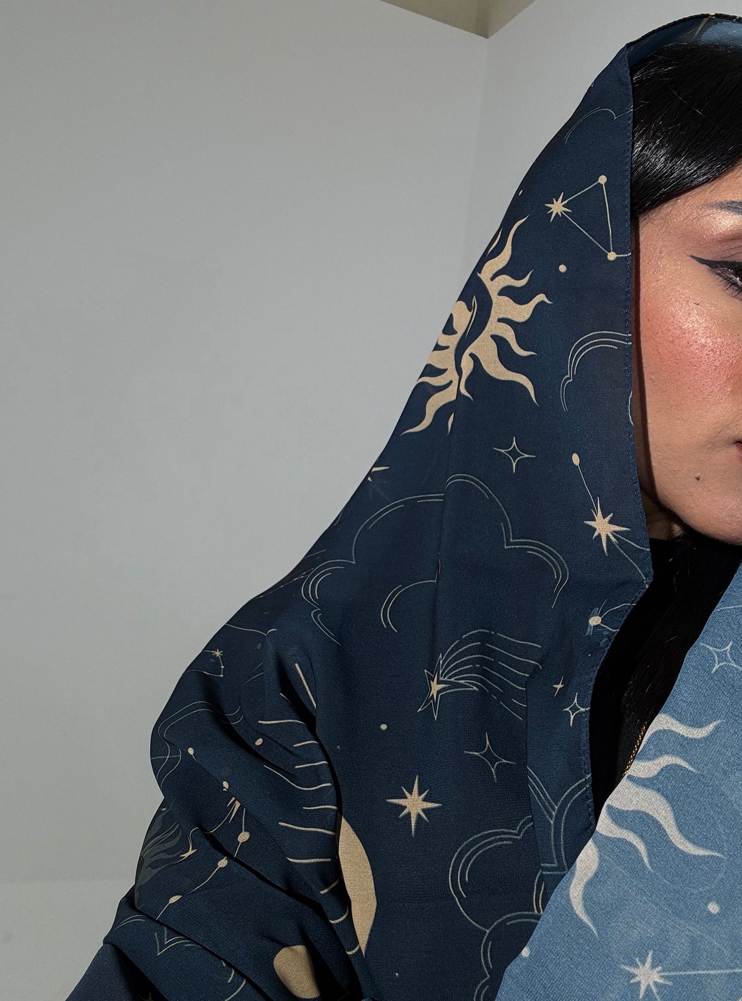 LS183 Navy blue A cut Modest Abaya