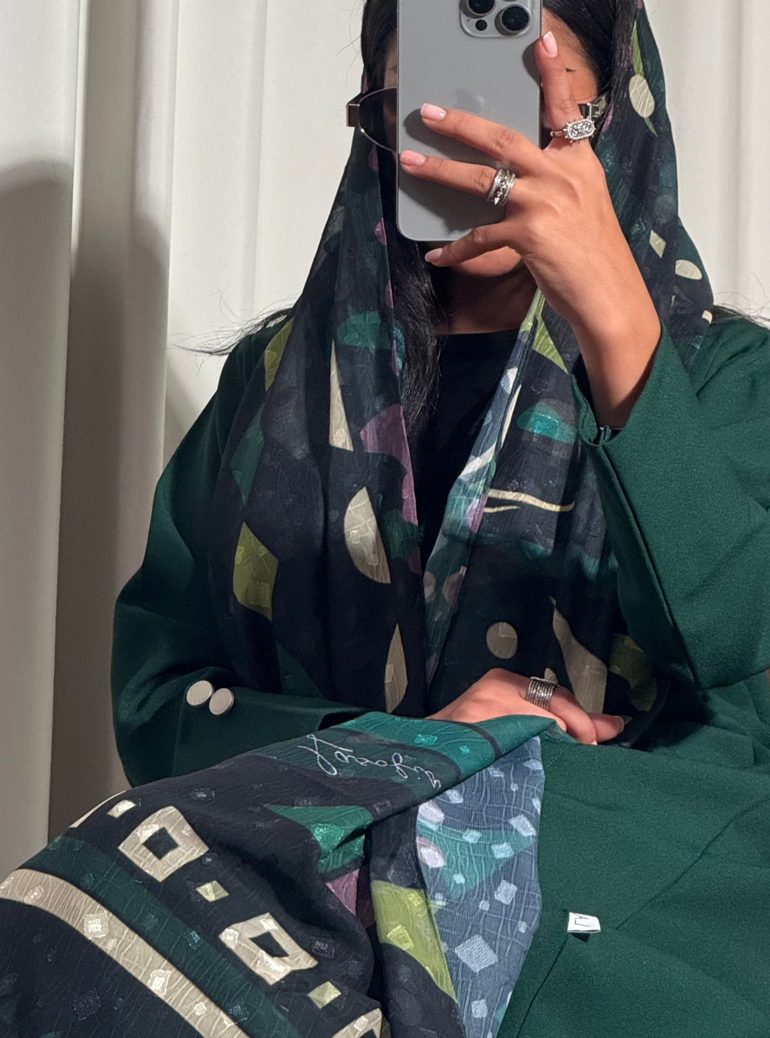 LS187 green Blazer A Cut Summer Abaya