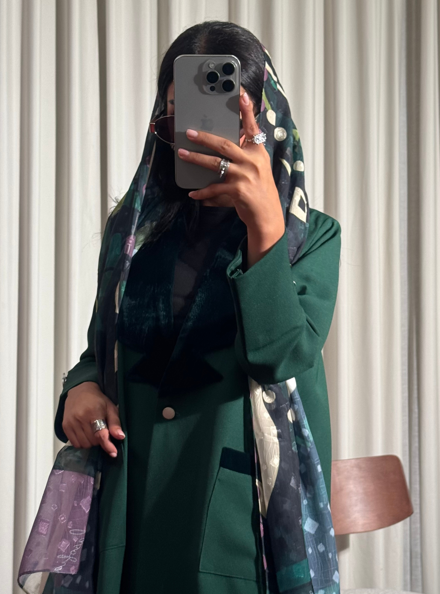 LS187 green Blazer A Cut Summer Abaya