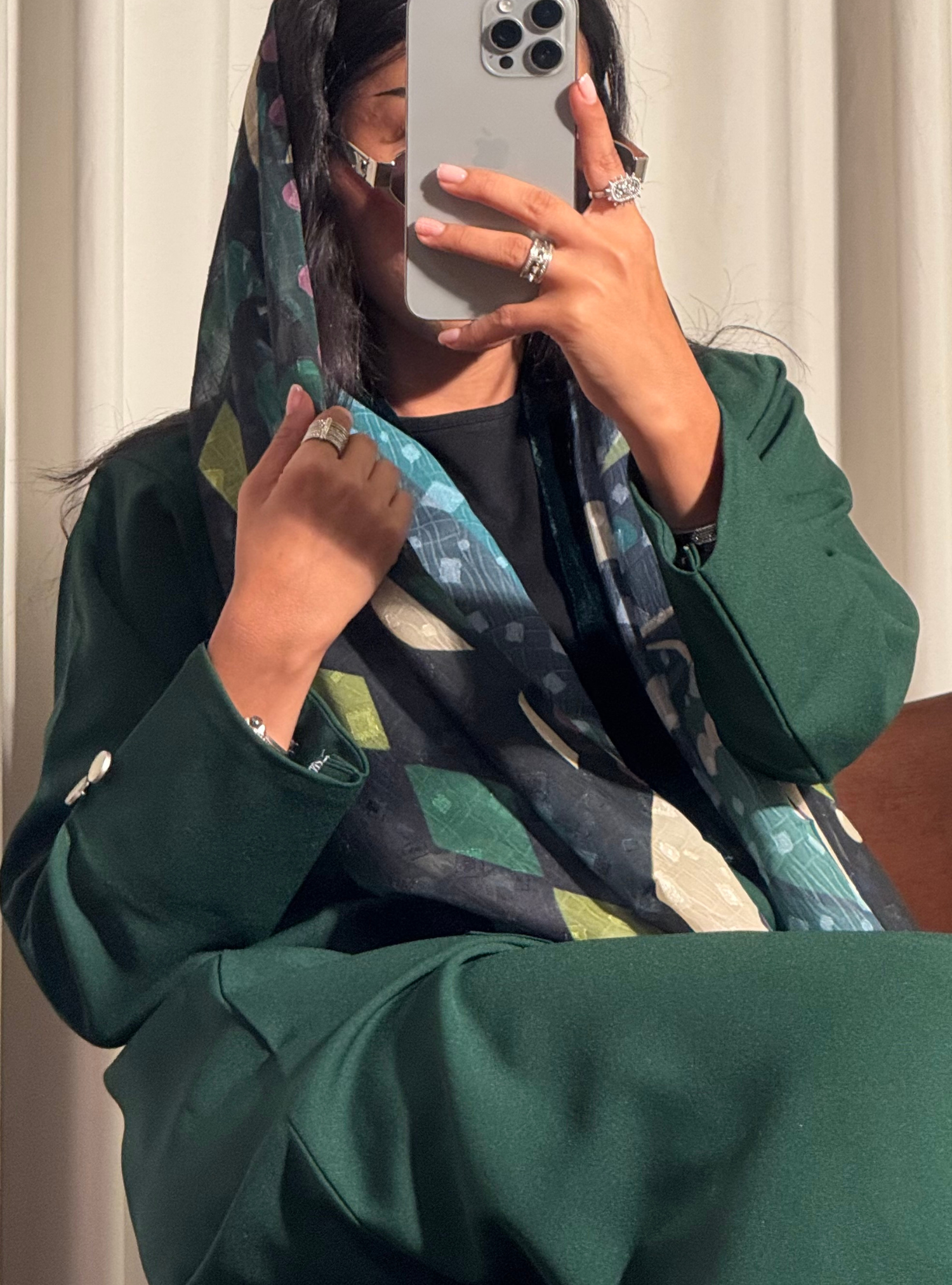 LS187 green Blazer A Cut Summer Abaya