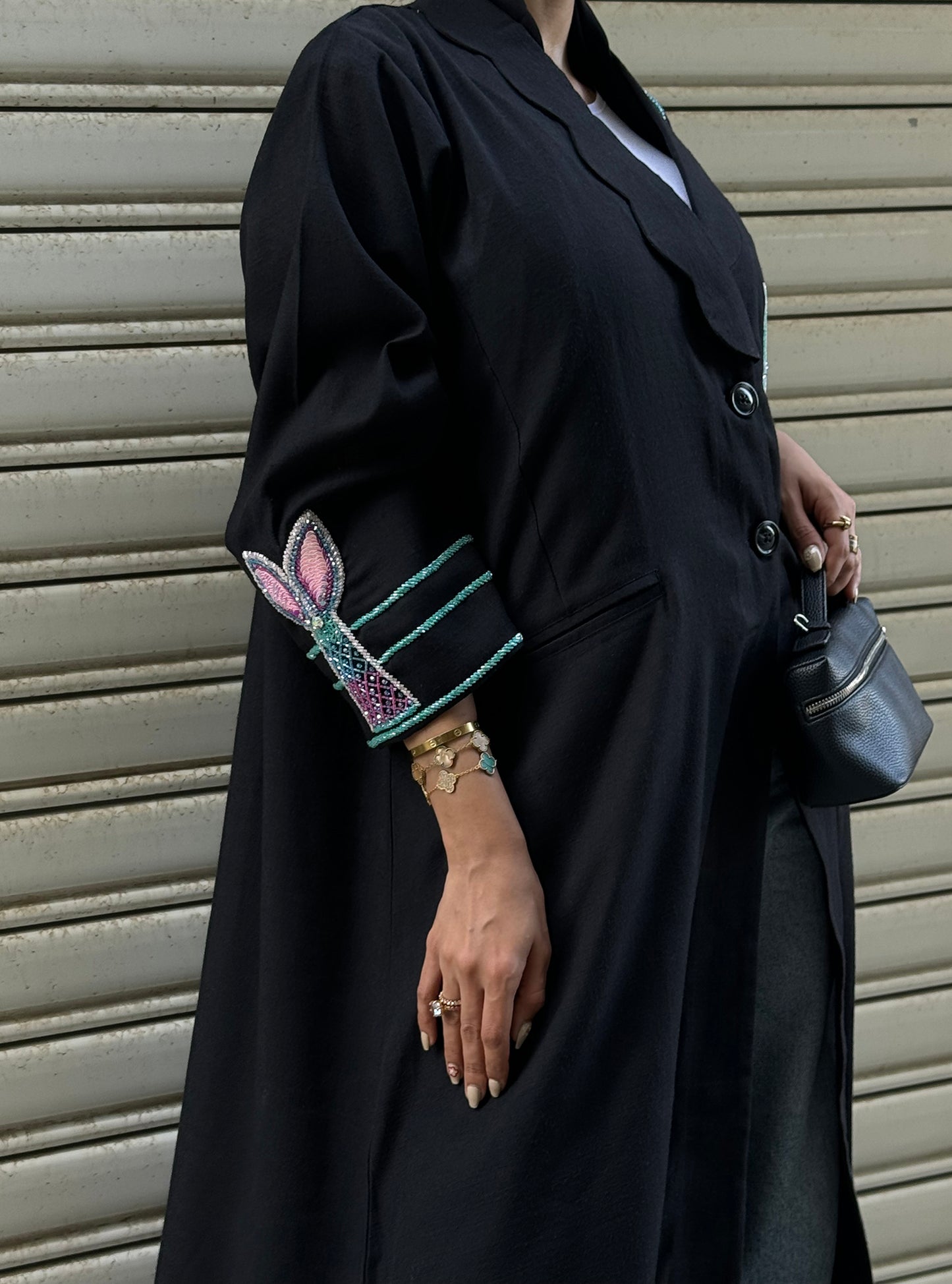 LS162 Black Acut Modest Abaya