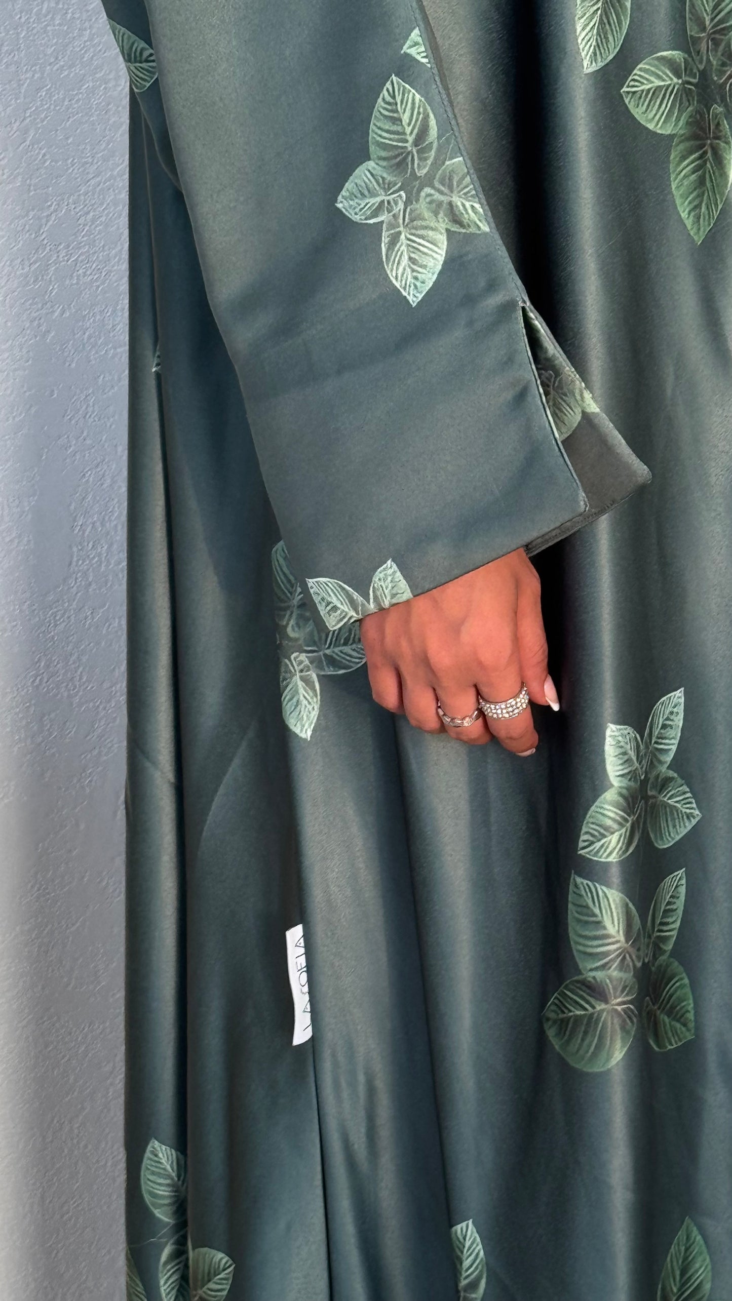 LS177 Off Green A Cut modest  Abaya