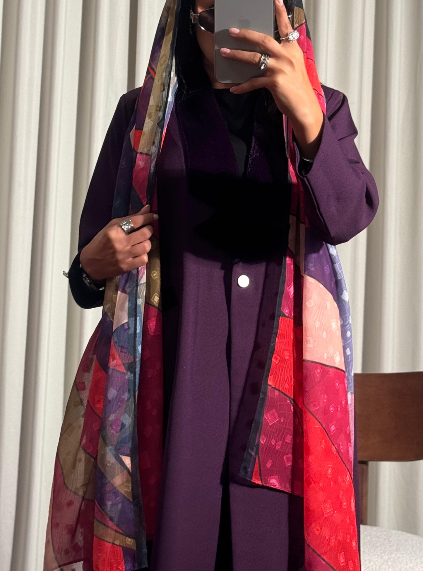 LS188 Purple Blazer A Cut Summer  Abaya