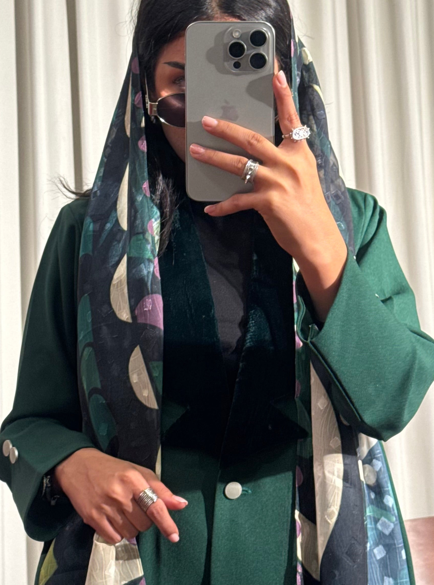 LS187 green Blazer A Cut Summer Abaya