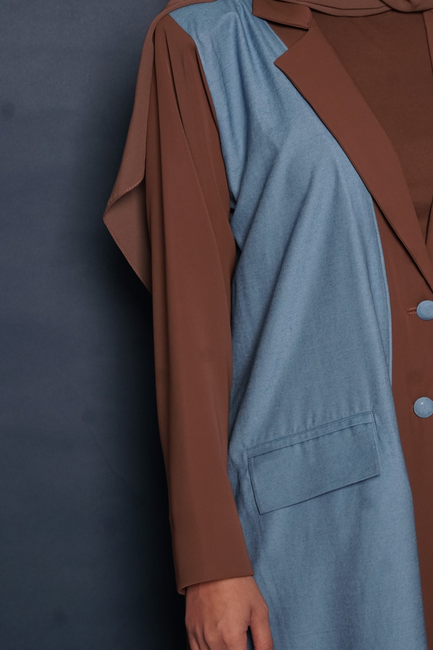 LS178 Brown A Cut Blazer modest  Abaya