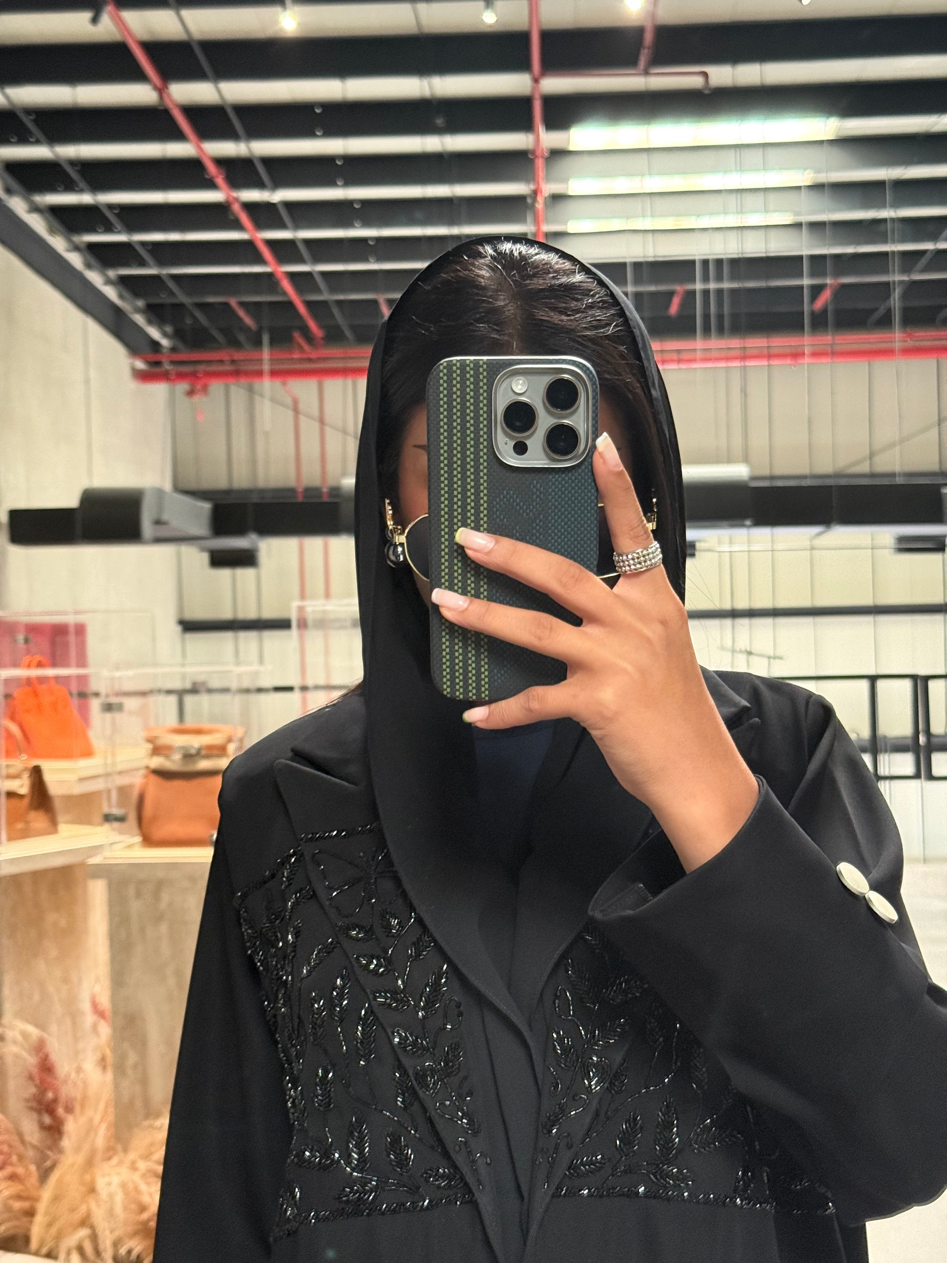 LS185 Black Blazer A Cut modest  Abaya