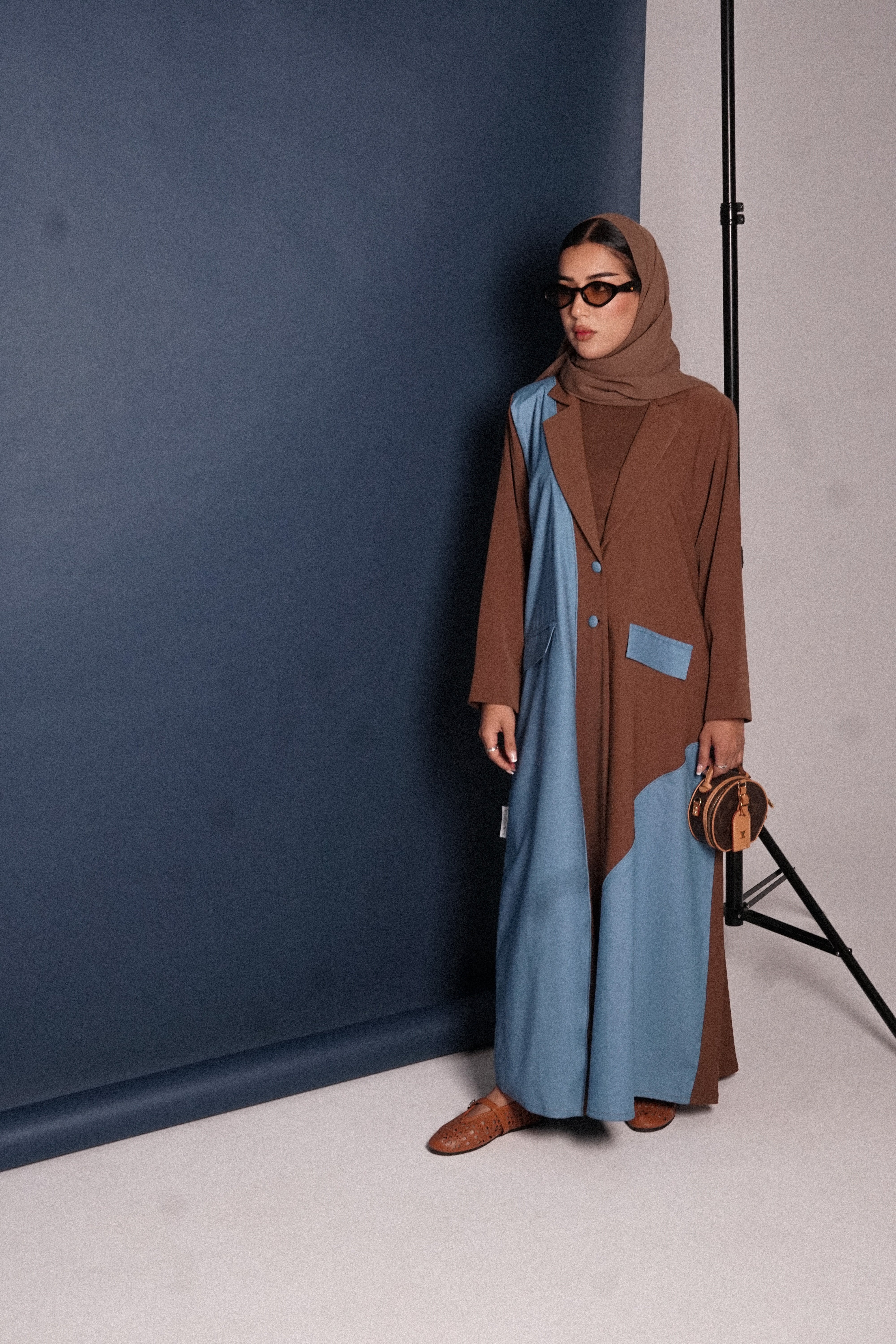 LS178 Brown A Cut Blazer modest  Abaya