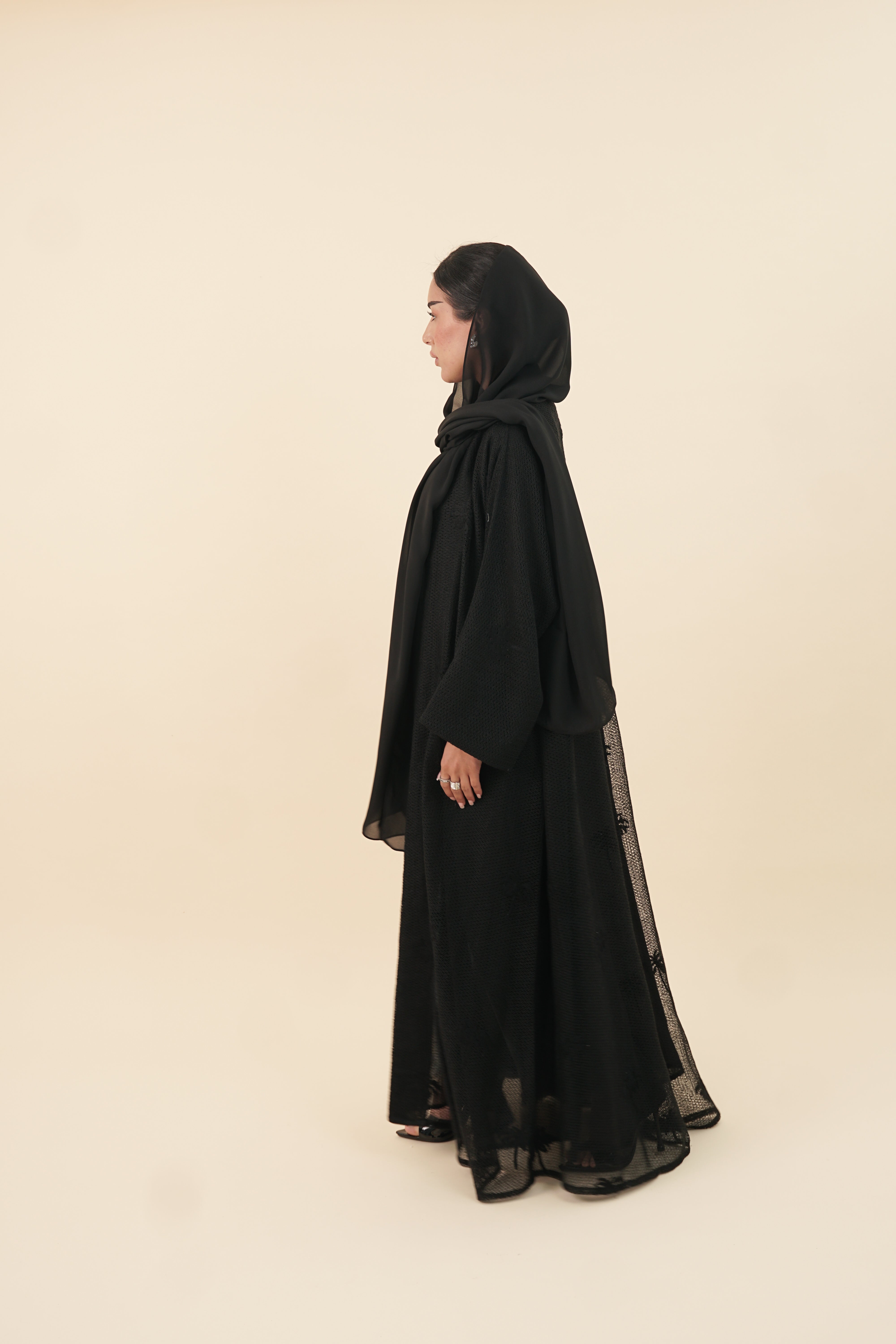LS173 Black A Cut Summer Abaya