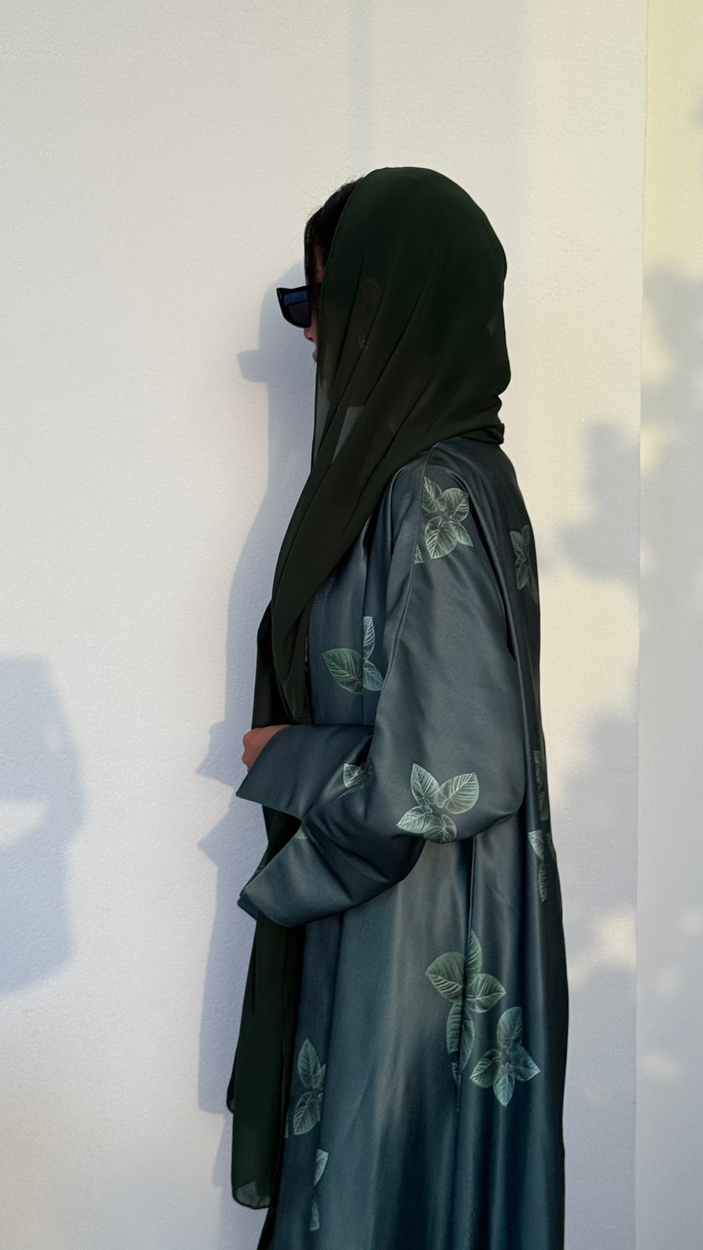 LS177 Off Green A Cut modest  Abaya