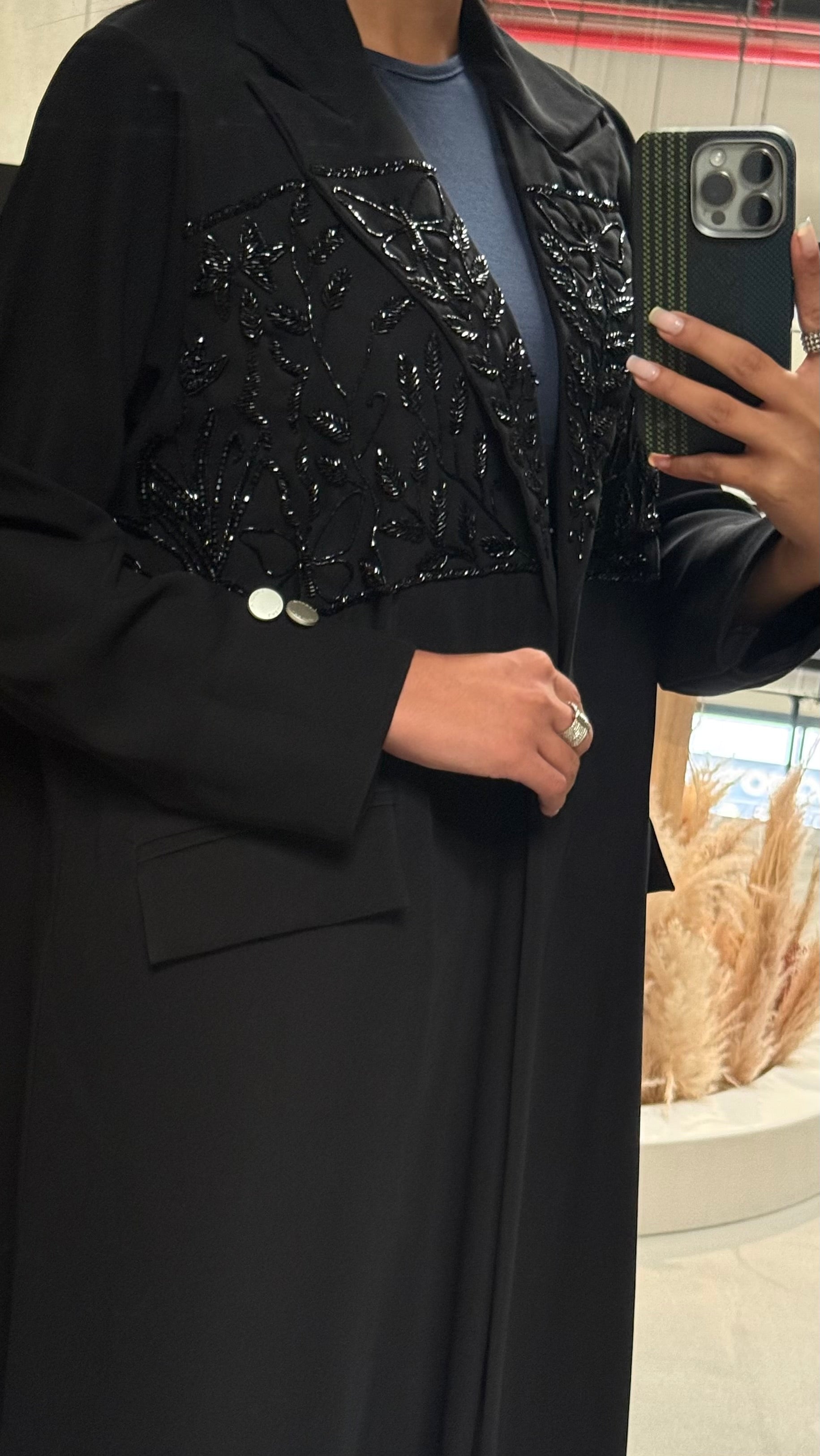 LS185 Black Blazer A Cut modest  Abaya