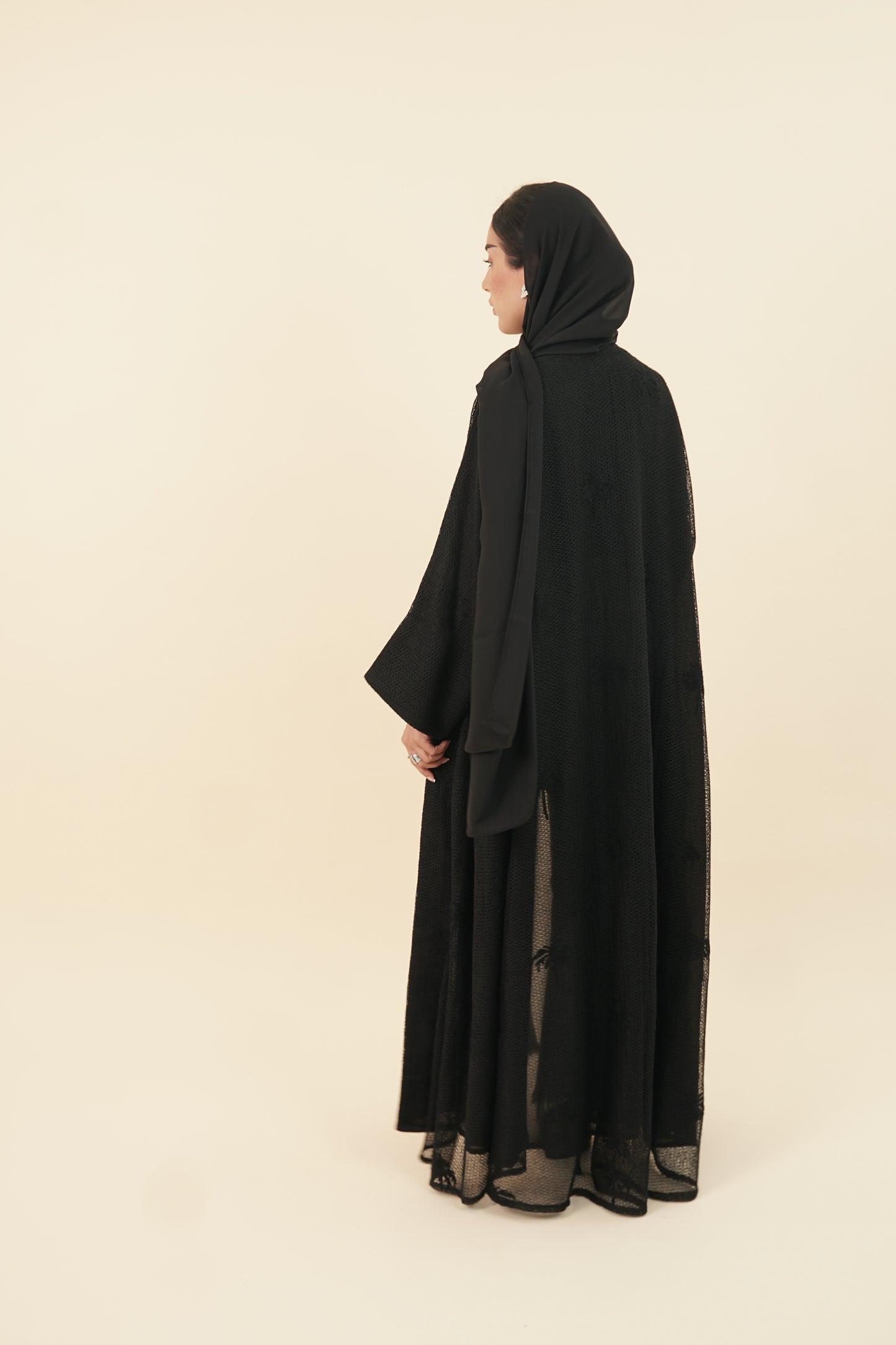 LS173 Black A Cut Summer Abaya