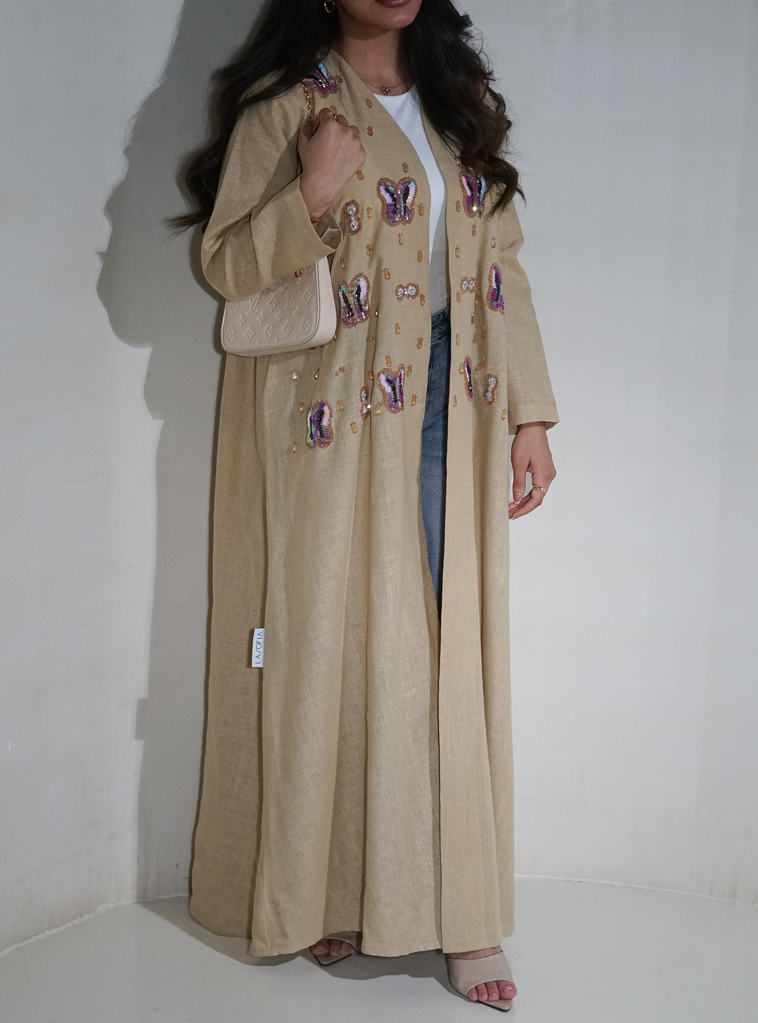 LS125 Beige Acut Modest Abaya