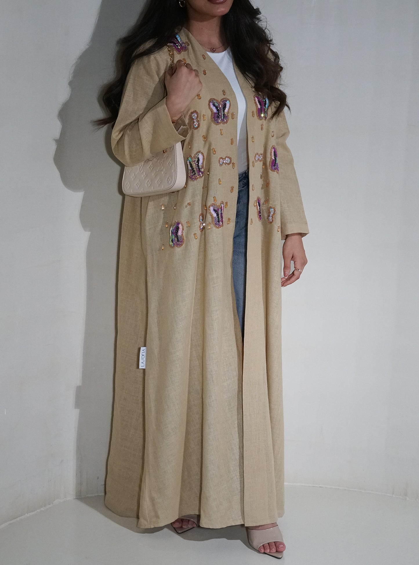 LS125 Beige Acut Modest Abaya