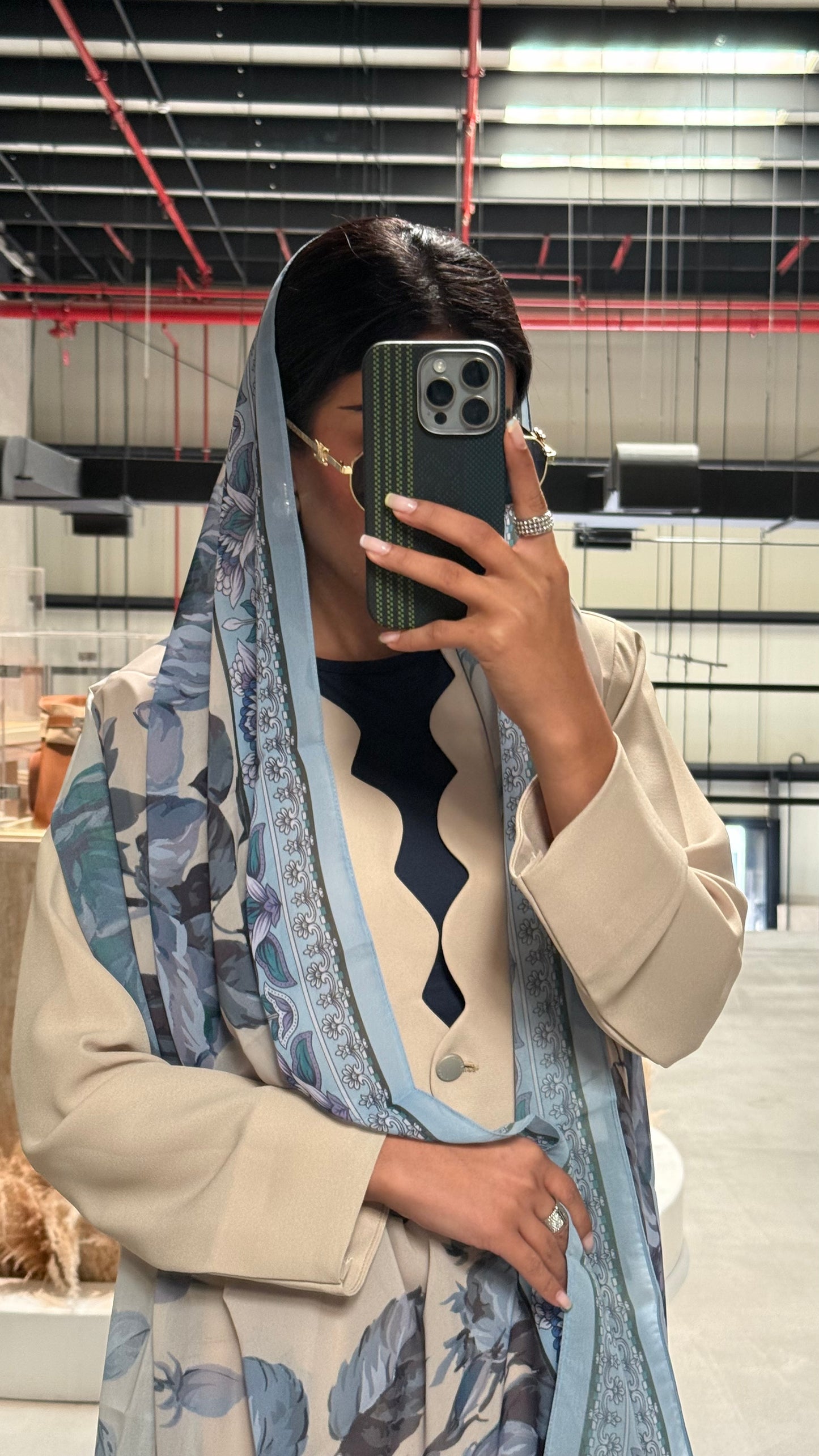 LS184 Beige Blazer A Cut Summer Abaya