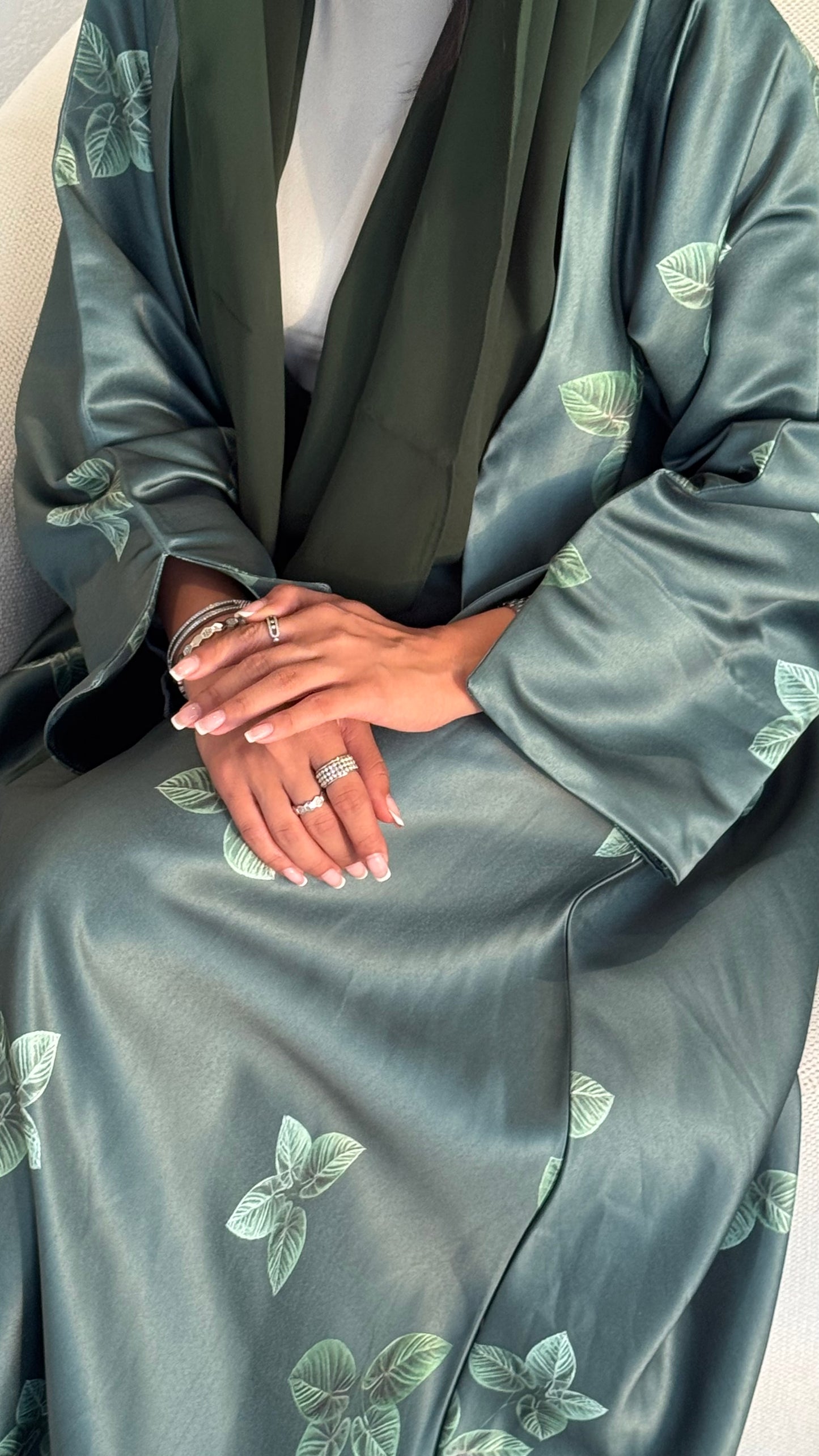 LS177 Off Green A Cut modest  Abaya