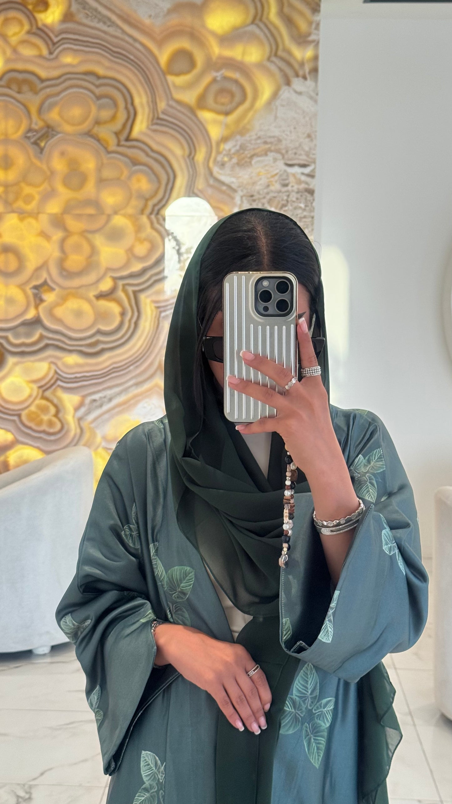 LS177 Off Green A Cut modest  Abaya