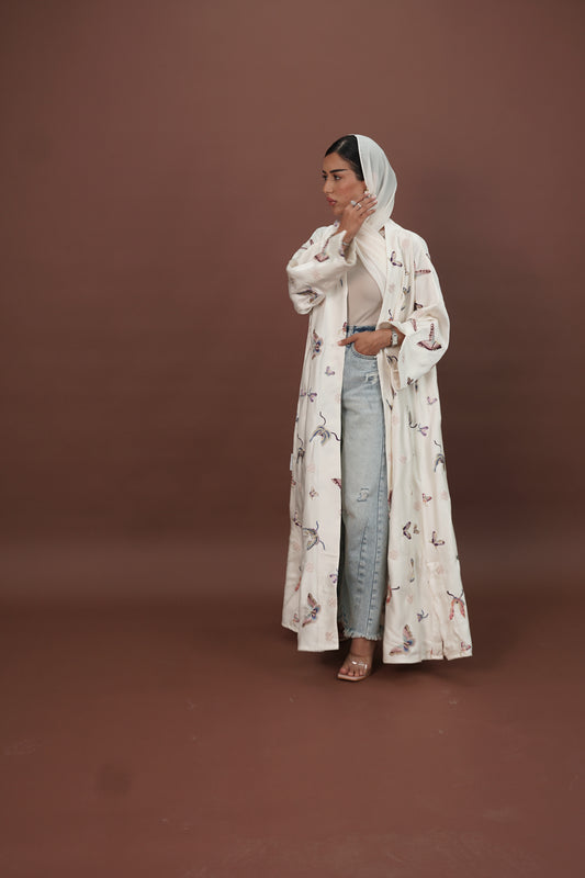 LS176 Off White A Cut modest  Abaya