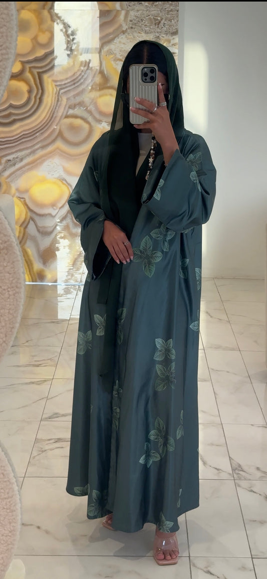 LS177 Off Green A Cut modest  Abaya